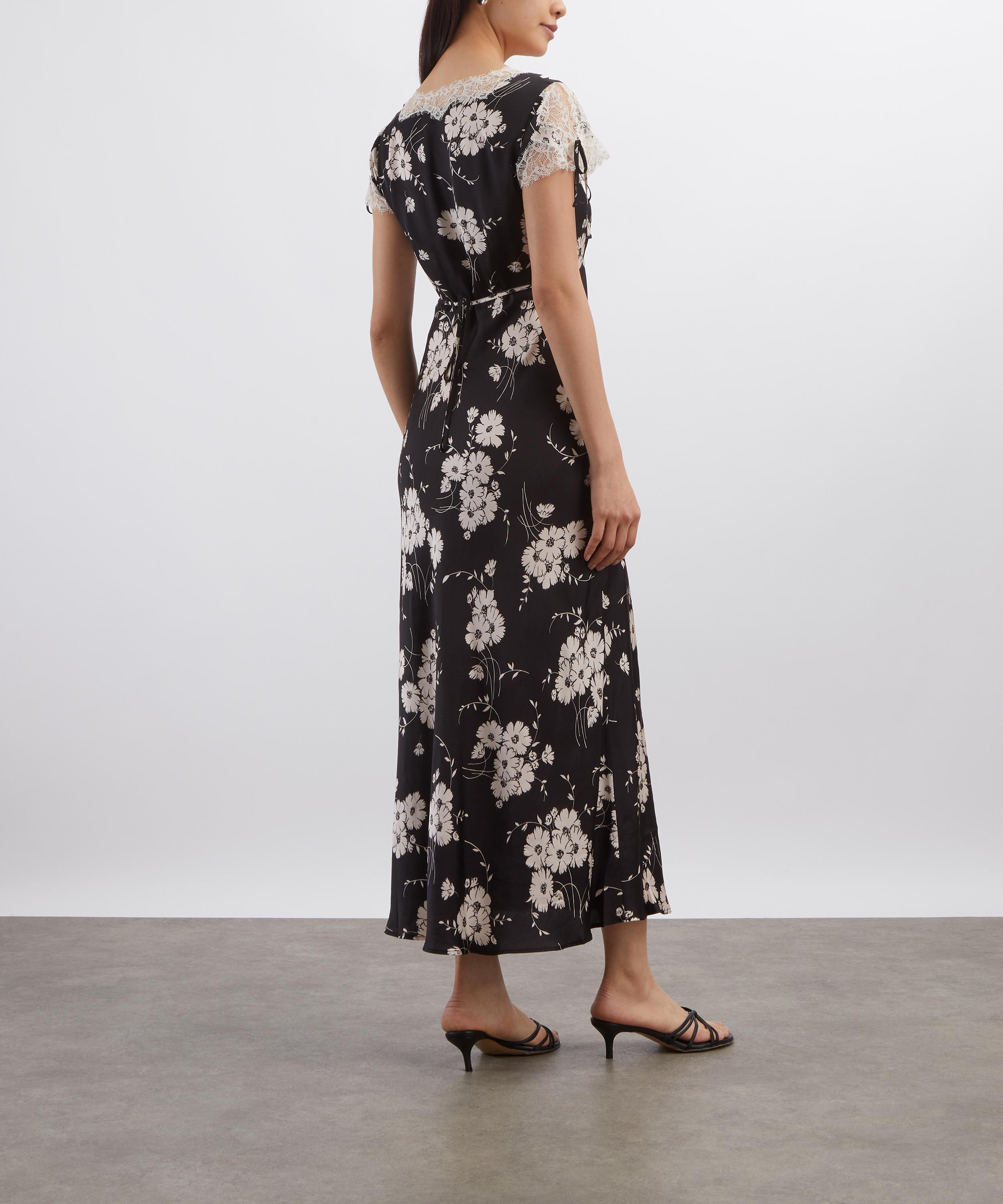 RIXO - Fern Satin Midi Dress in Daisy Field Black image number 3