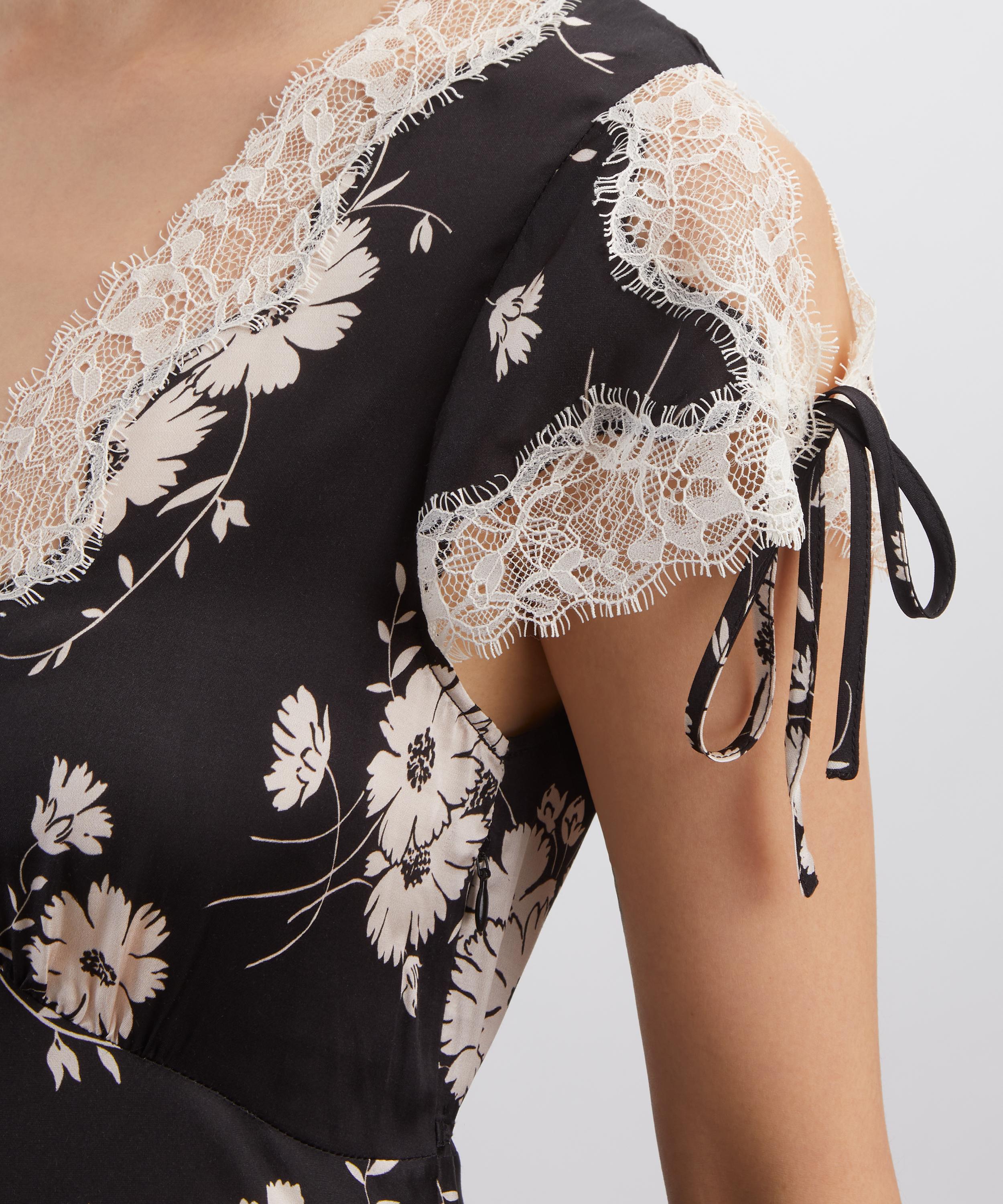 RIXO - Fern Satin Midi Dress in Daisy Field Black image number 4