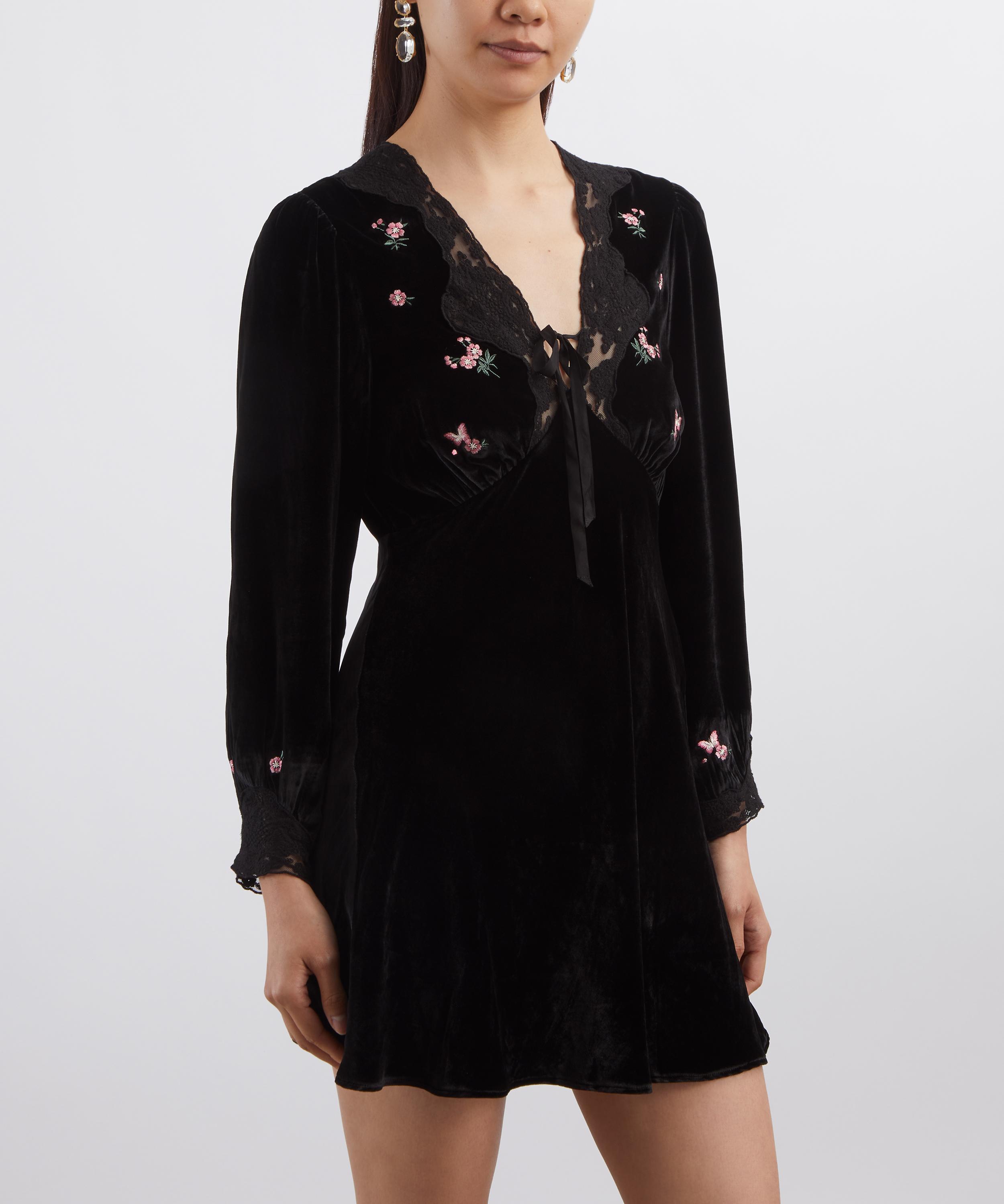 RIXO - Carolina Velvet Dress in Sierra Bloom Embroidery image number 2