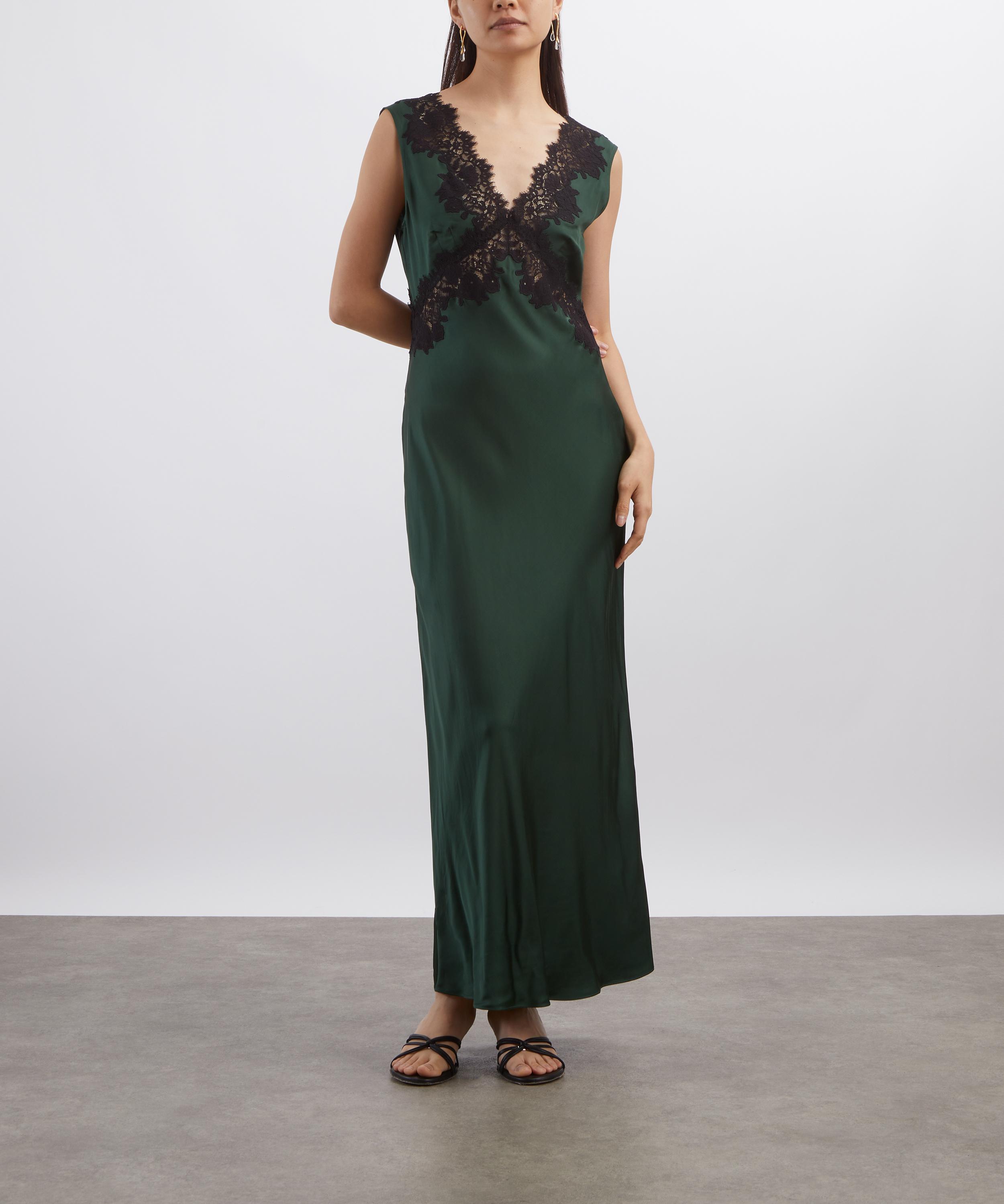 RIXO - Lysandra Satin Midi Dress in Deep Green image number 1