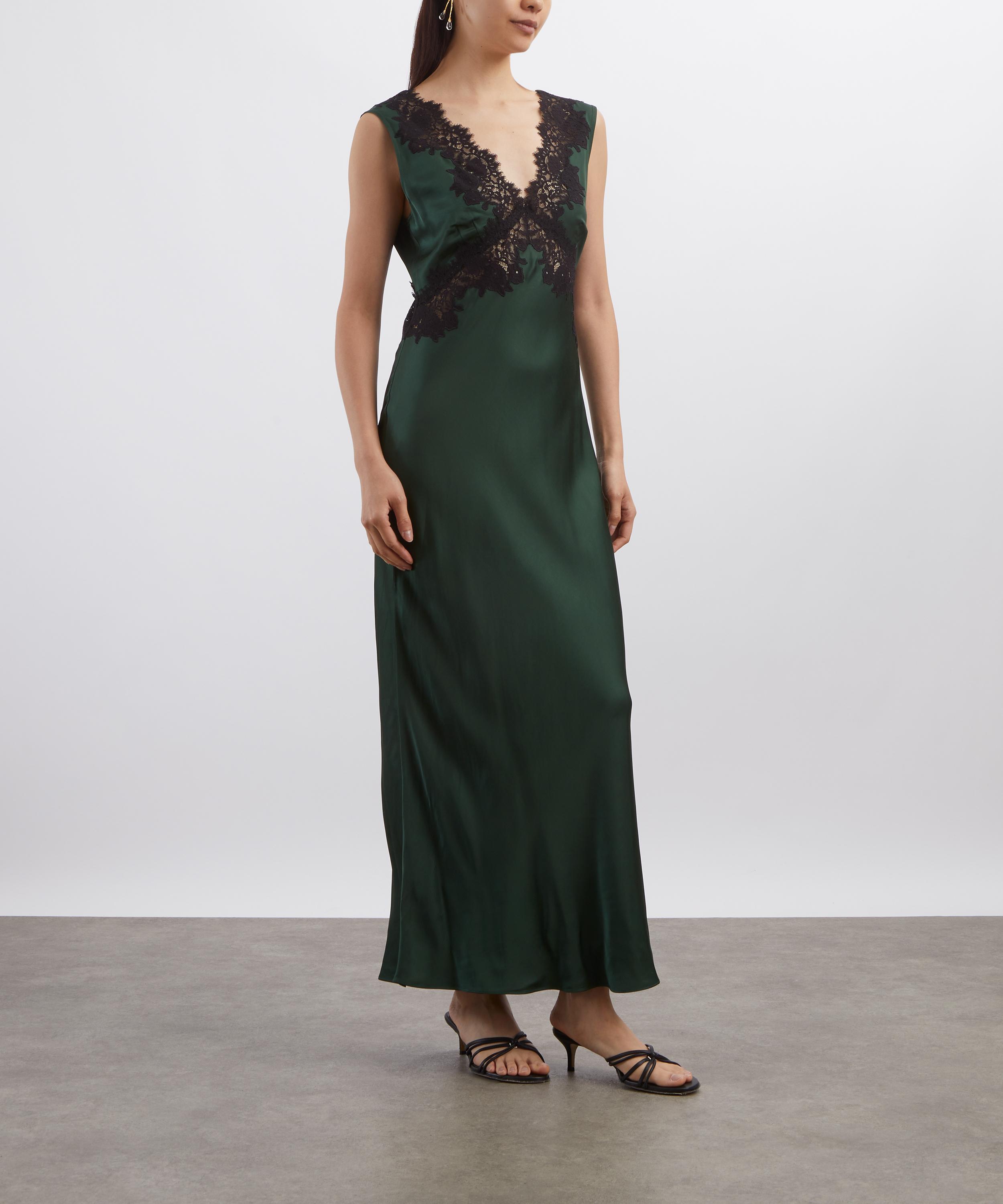 RIXO - Lysandra Satin Midi Dress in Deep Green image number 2