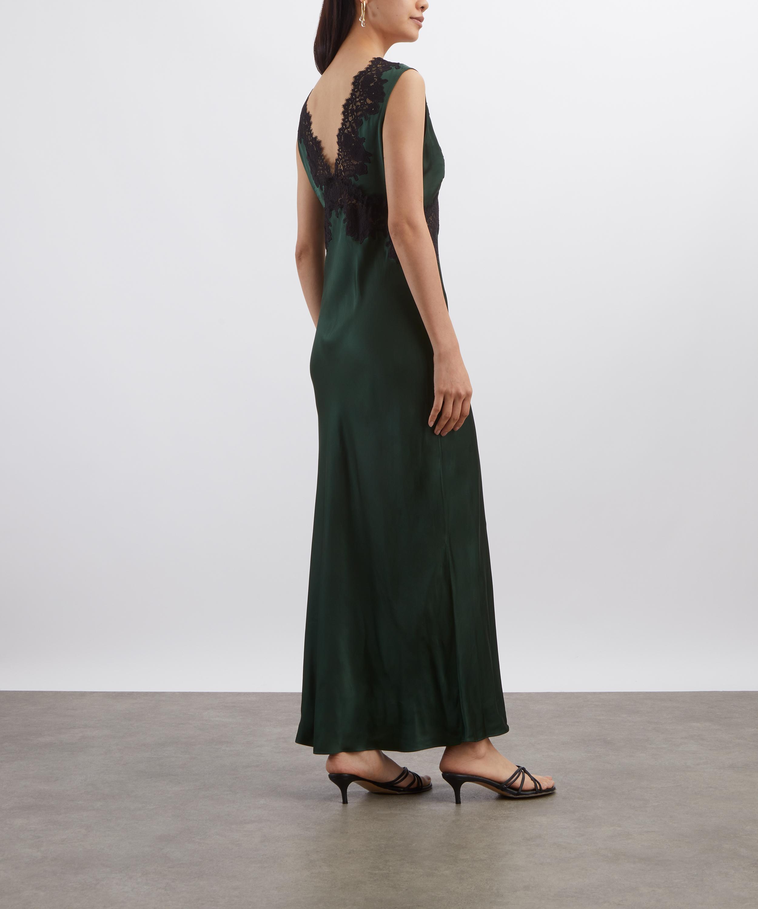 RIXO - Lysandra Satin Midi Dress in Deep Green image number 3