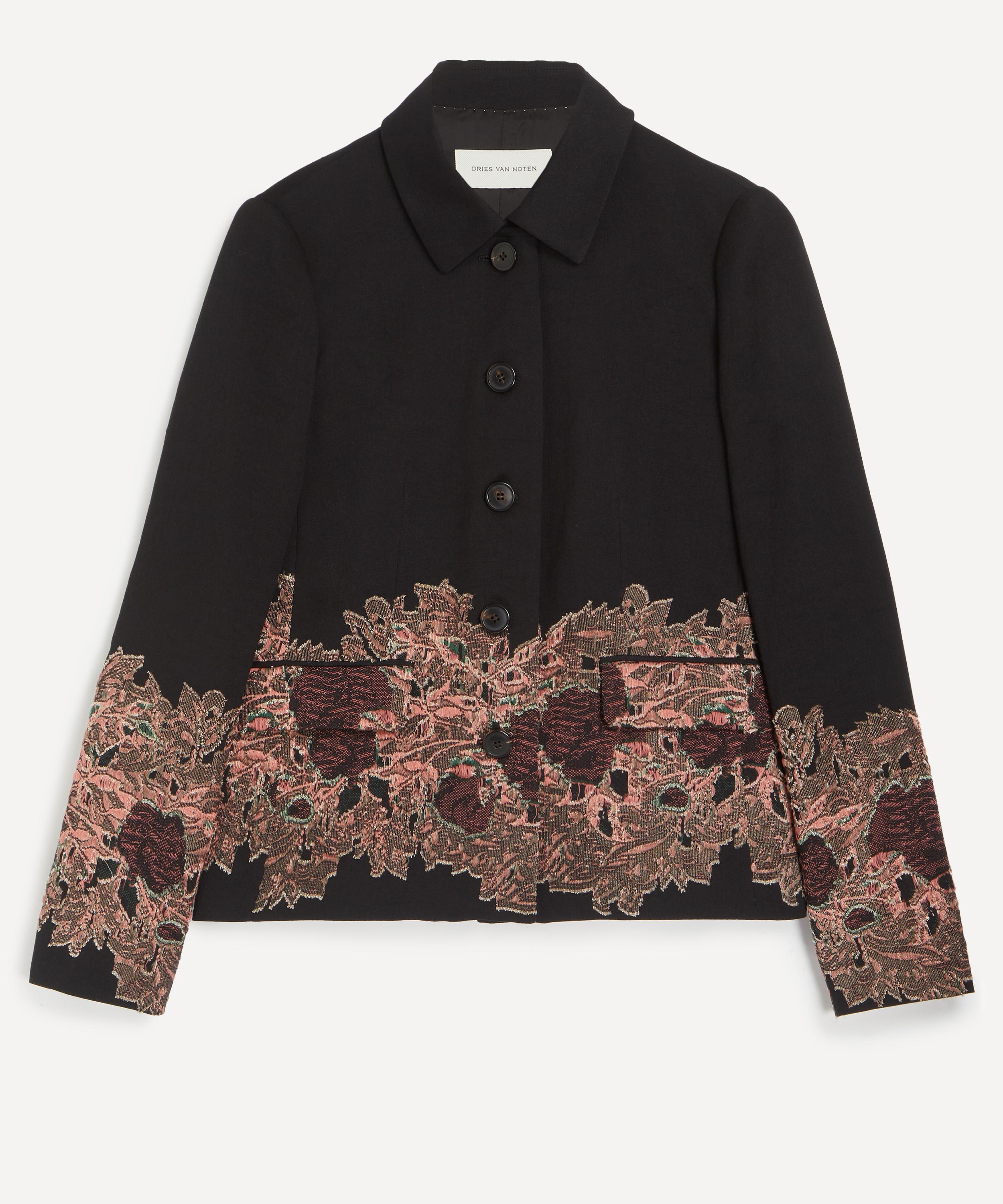 Dries Van Noten - Black Floral-Jacquard Jacket image number 0