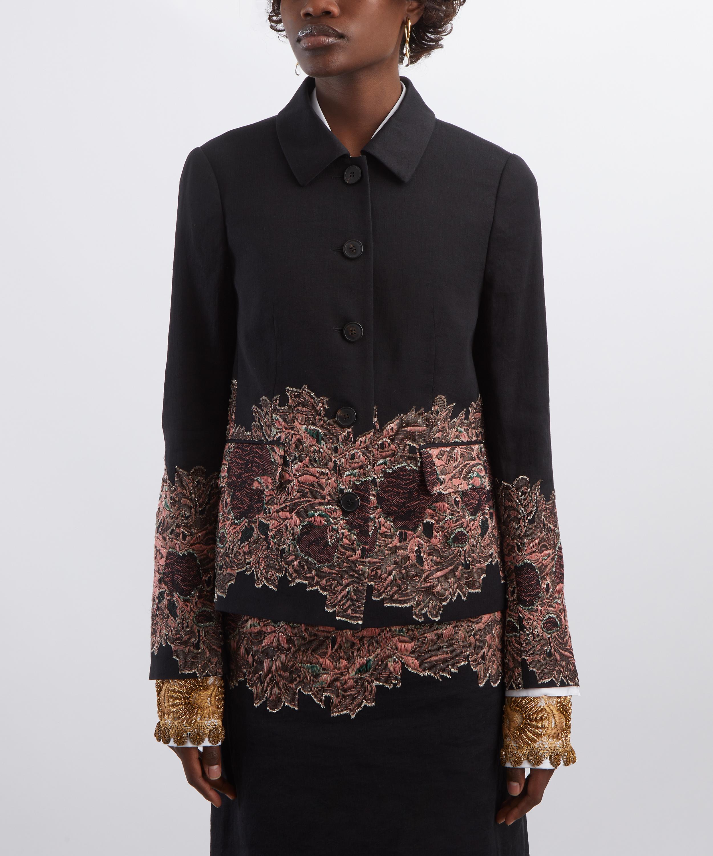 Dries Van Noten - Black Floral-Jacquard Jacket image number 2