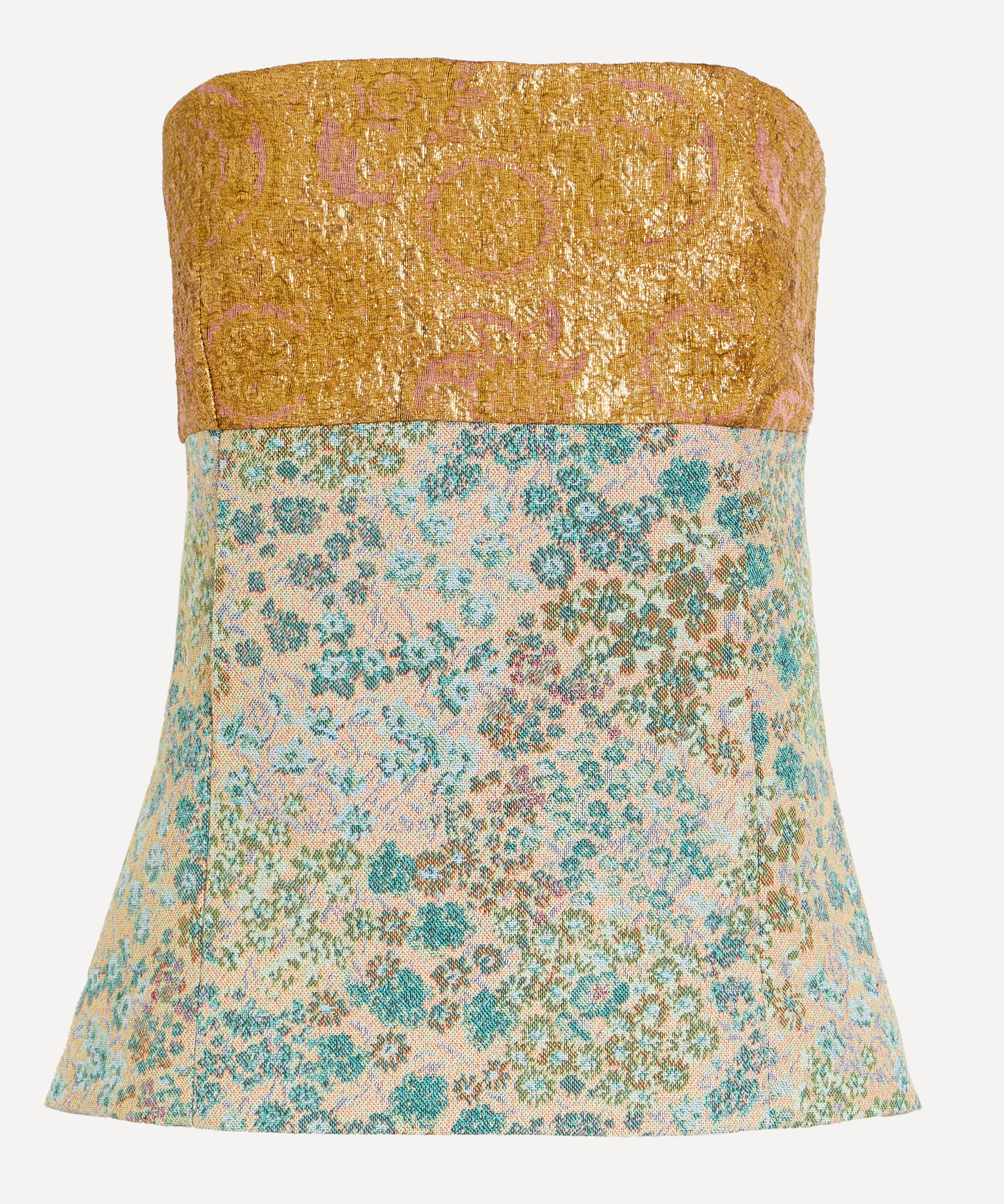 Dries Van Noten - Gold Jacquard Bustier Top image number 0