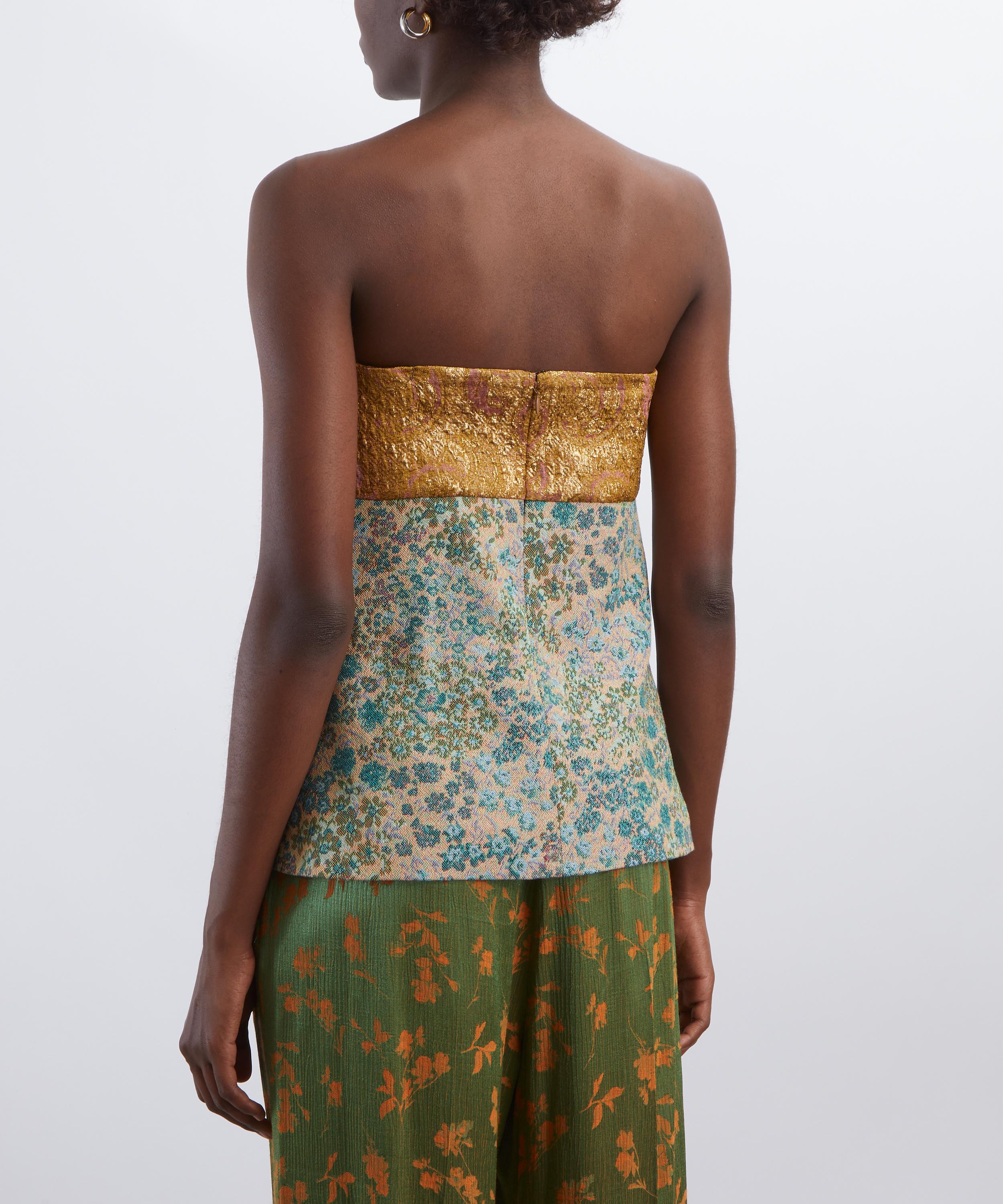 Dries Van Noten - Gold Jacquard Bustier Top image number 3