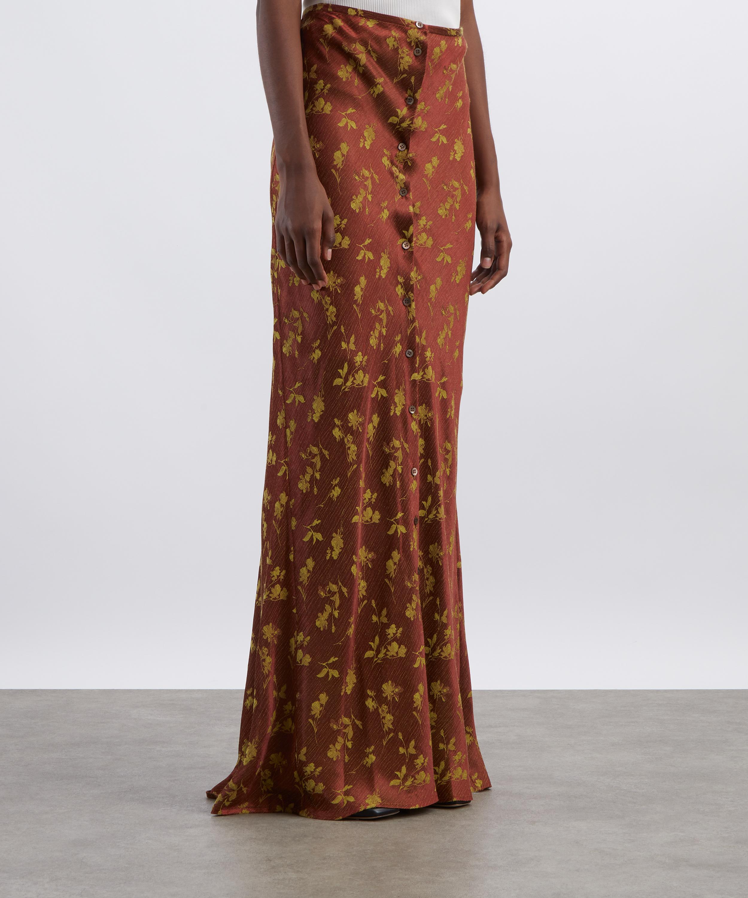 Dries Van Noten - Rust Long Jacquard Skirt image number 2