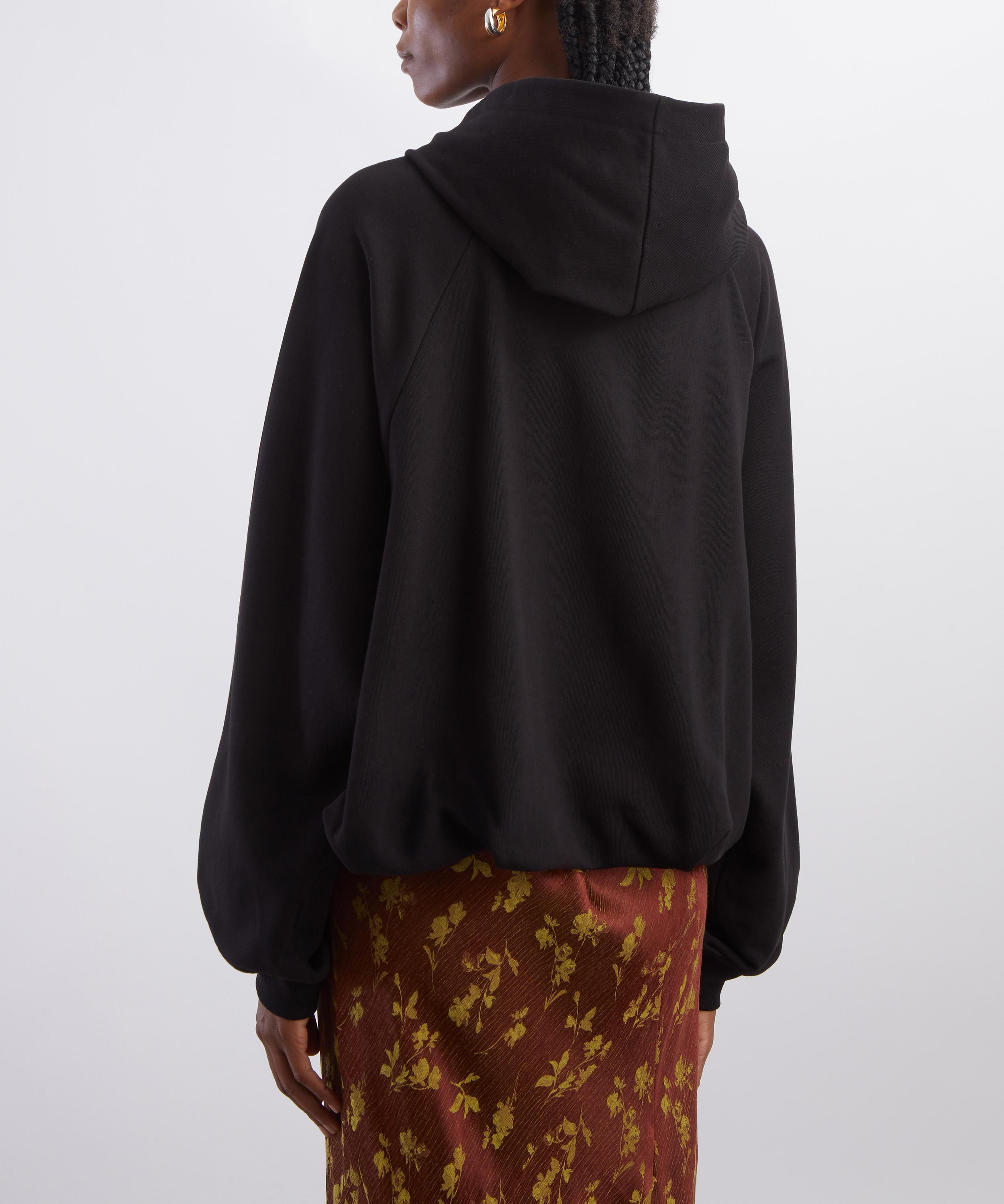 Dries Van Noten - Black Draped Cotton Hoodie image number 3