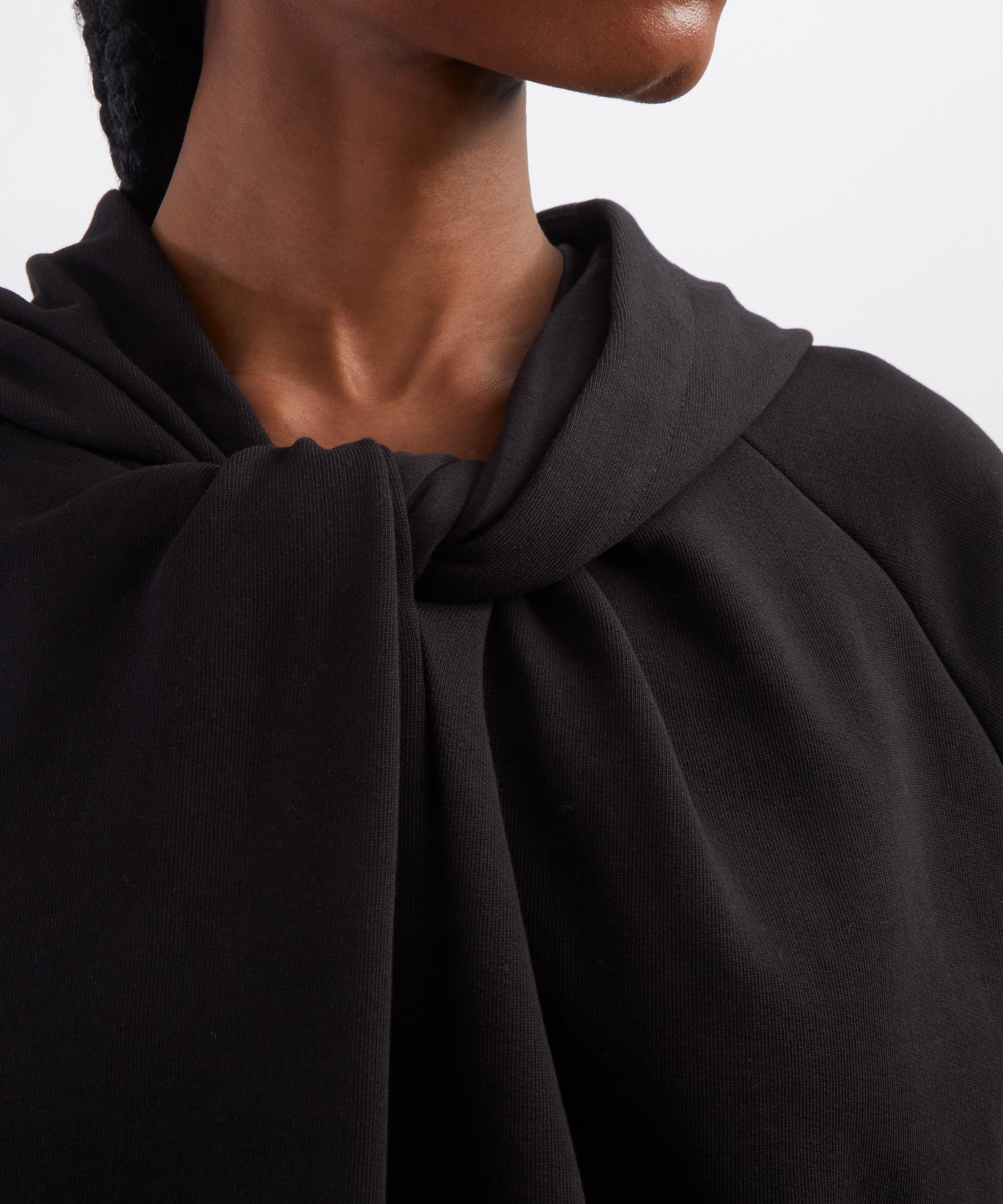 Dries Van Noten - Black Draped Cotton Hoodie image number 4