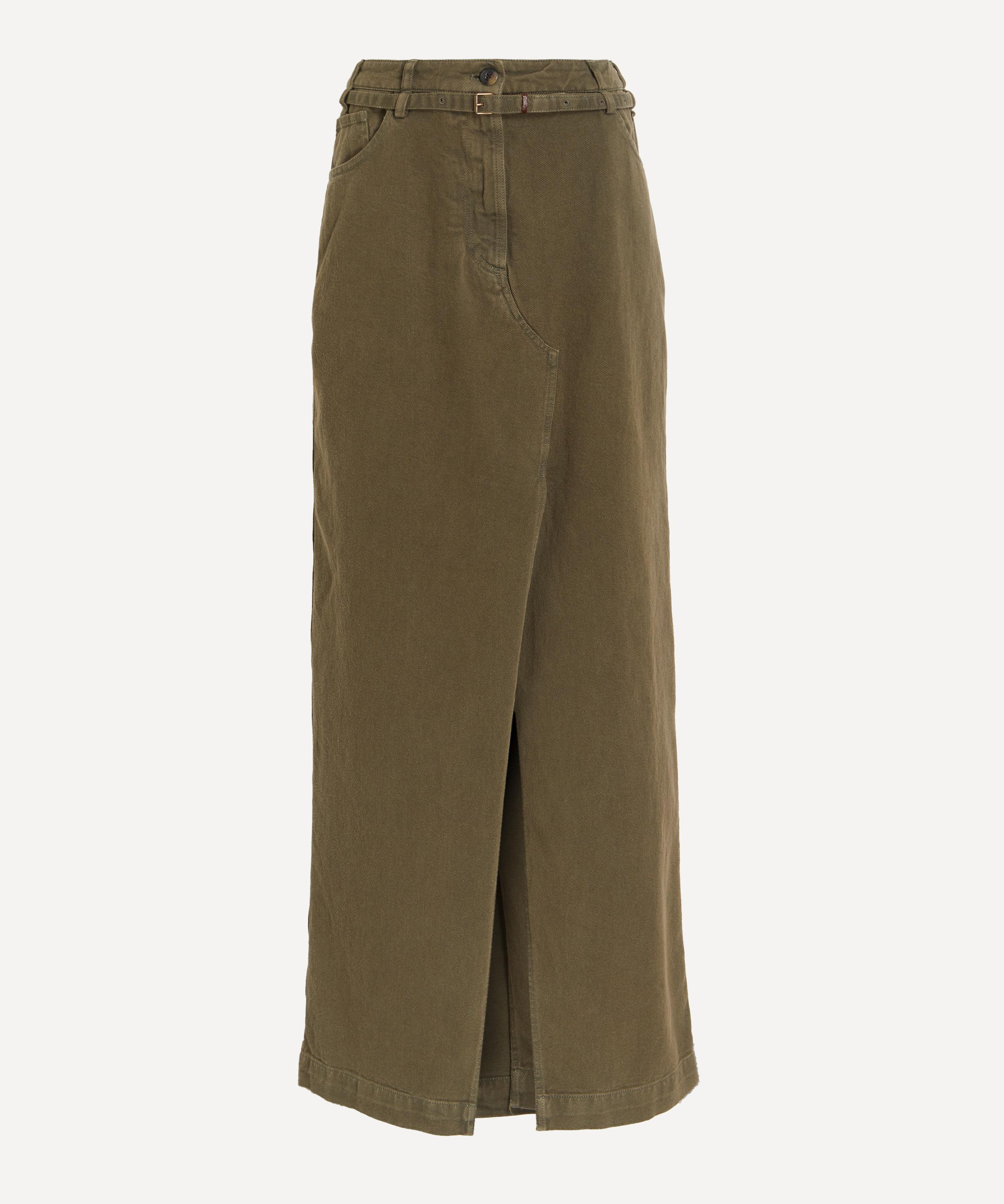 Dries Van Noten - Khaki Long Over-Dyed Skirt image number 0