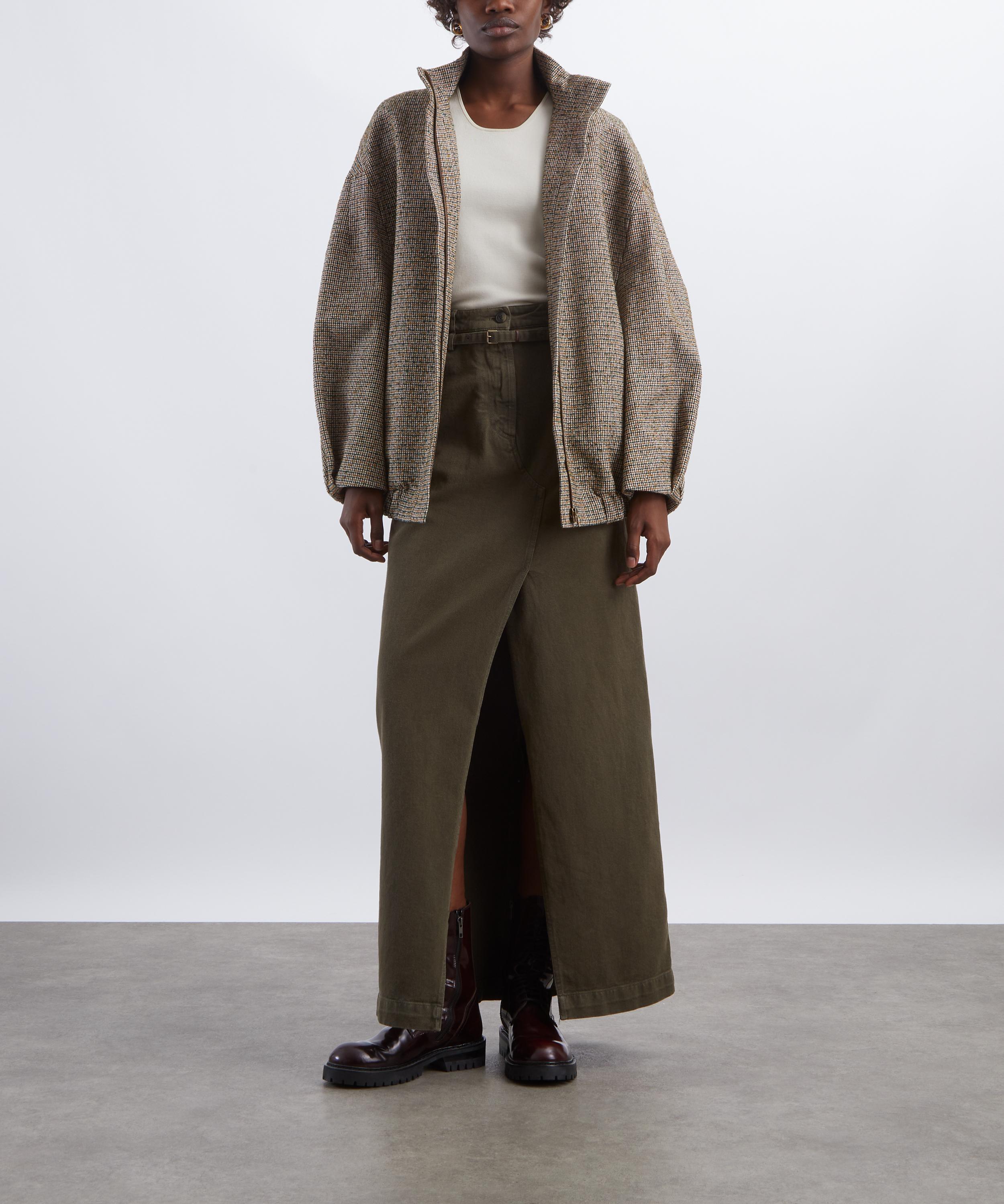 Dries Van Noten - Khaki Long Over-Dyed Skirt image number 1