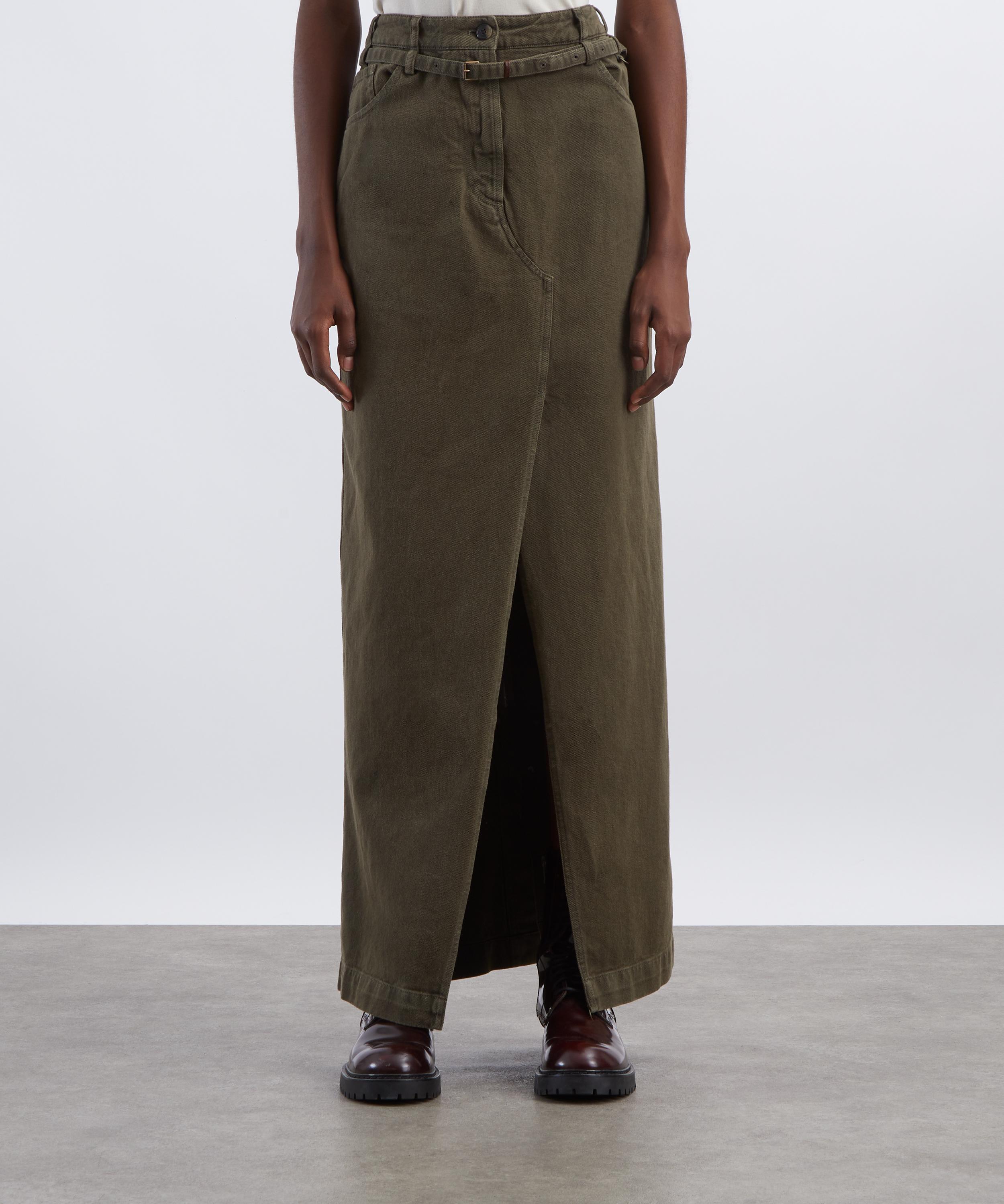 Dries Van Noten - Khaki Long Over-Dyed Skirt image number 2