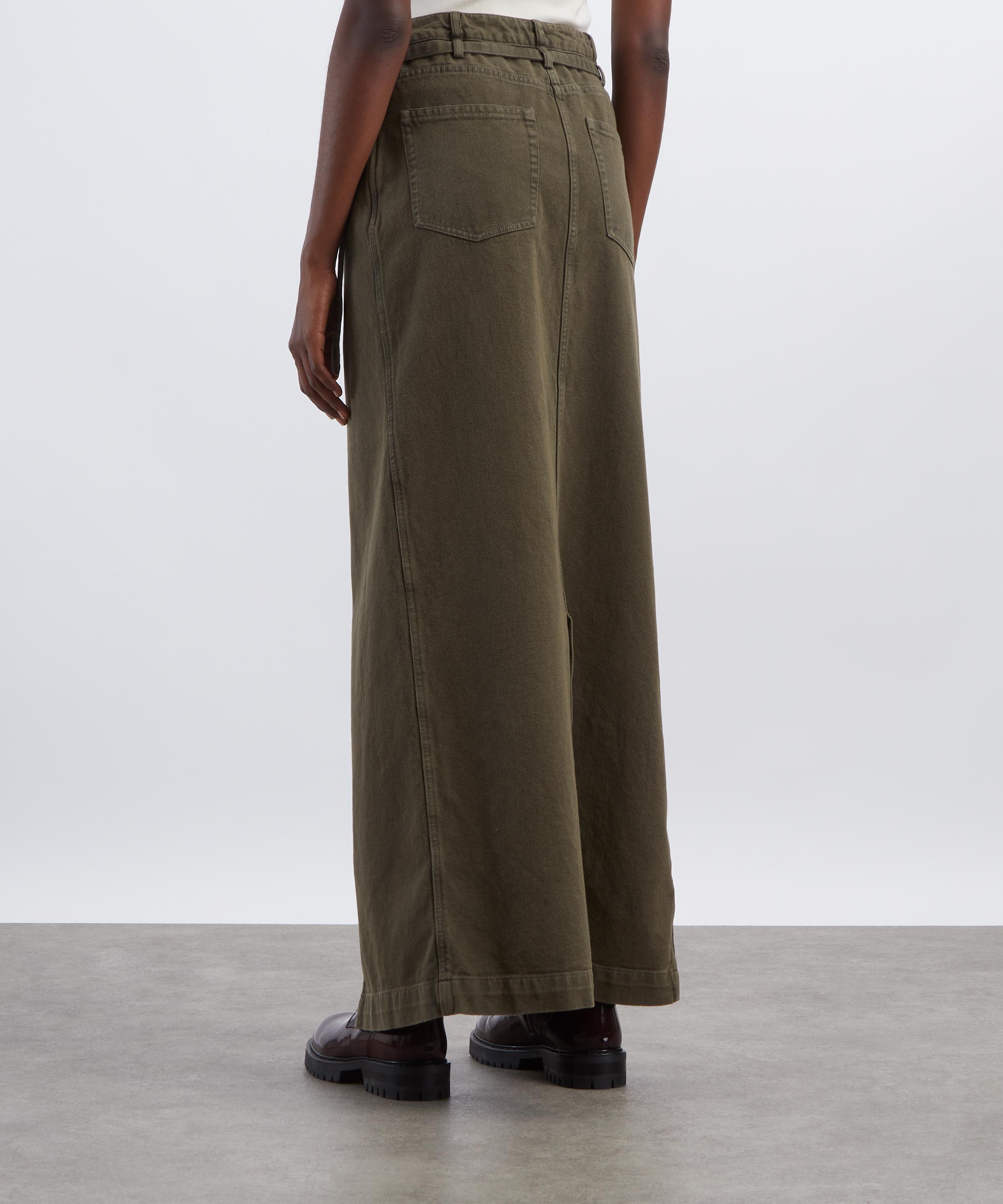 Dries Van Noten - Khaki Long Over-Dyed Skirt image number 3
