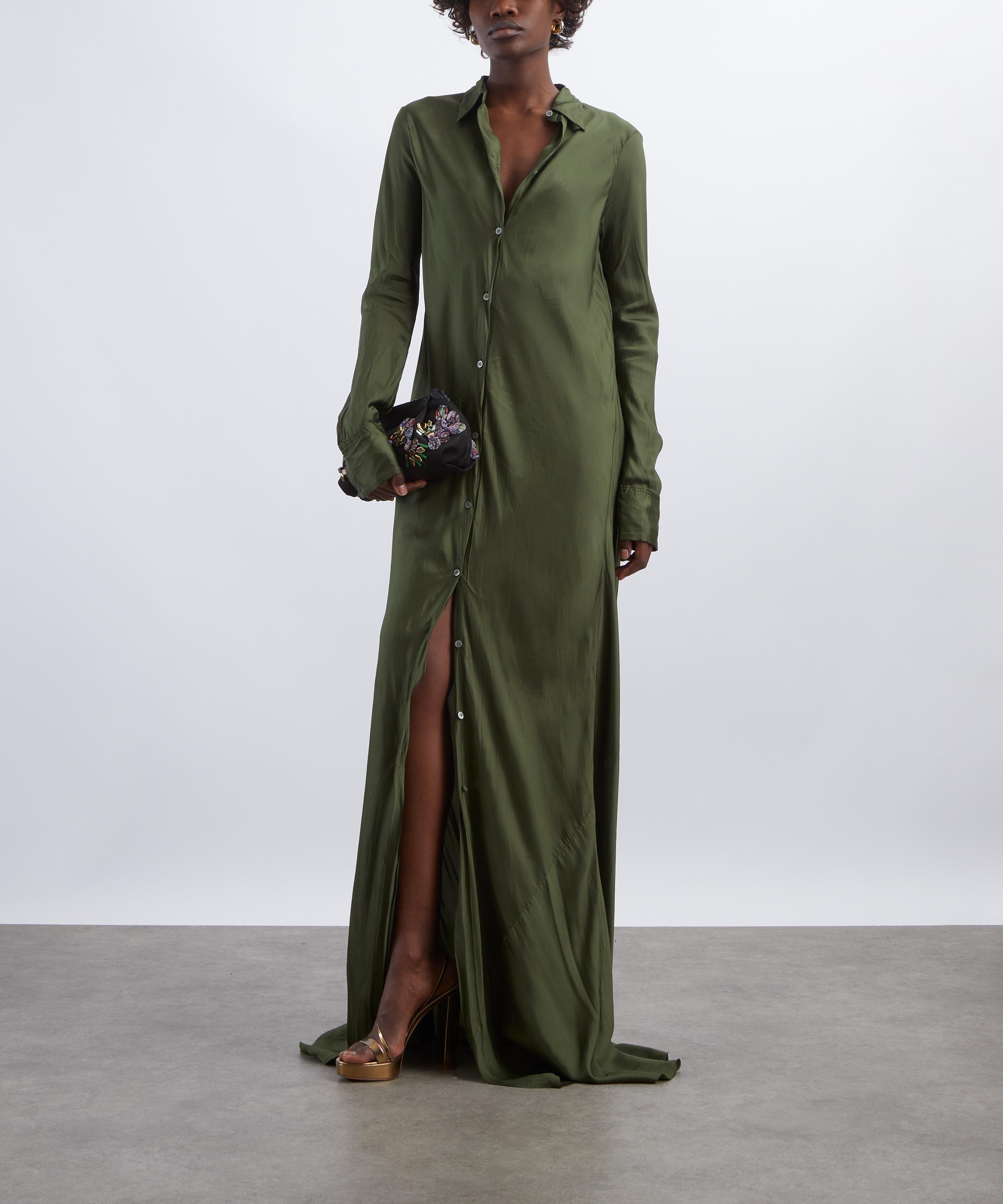 Dries Van Noten - Long Satin Shirt Dress image number 1