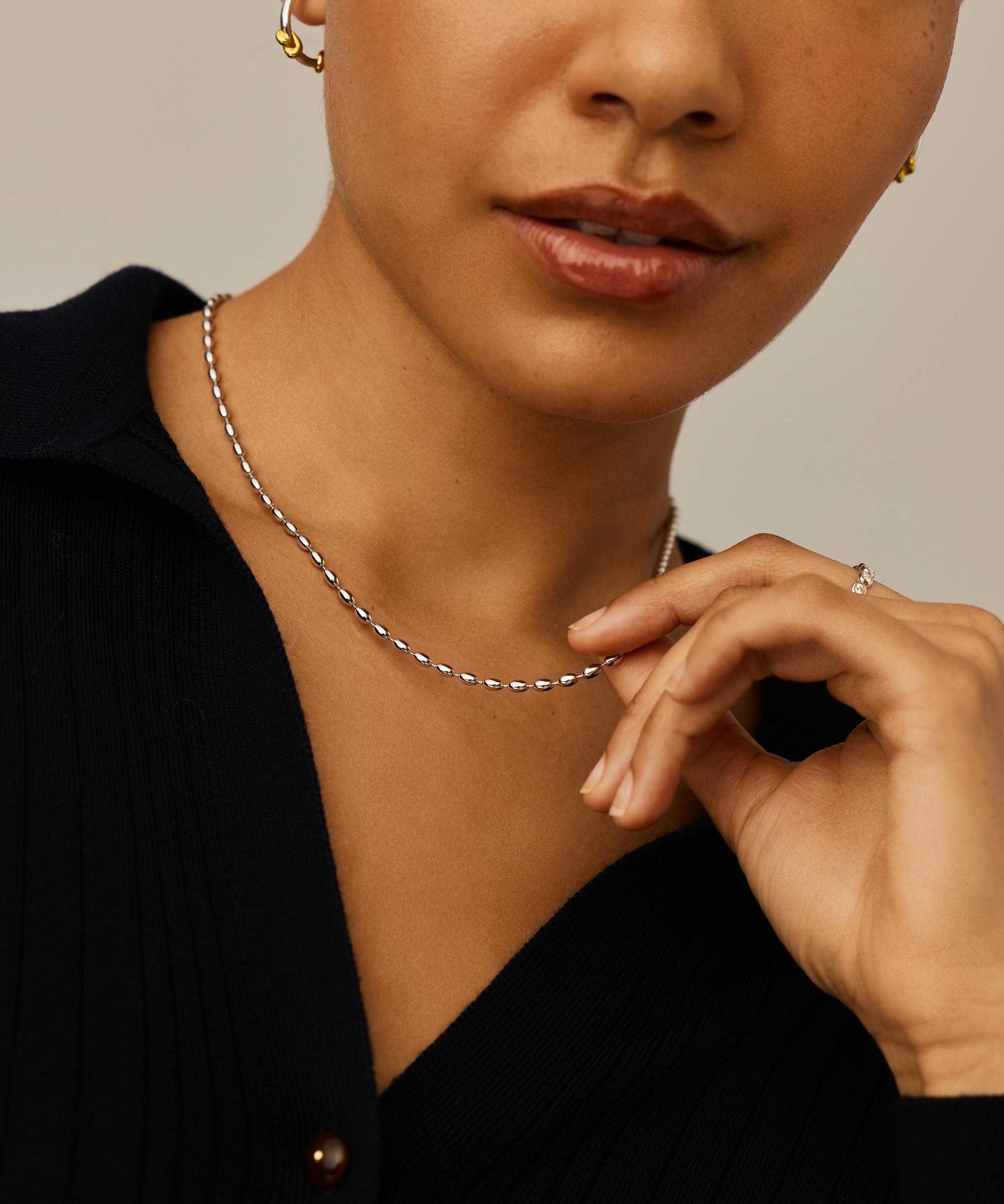 Missoma - Silver-Plated Molten Olive Chain Necklace image number 1
