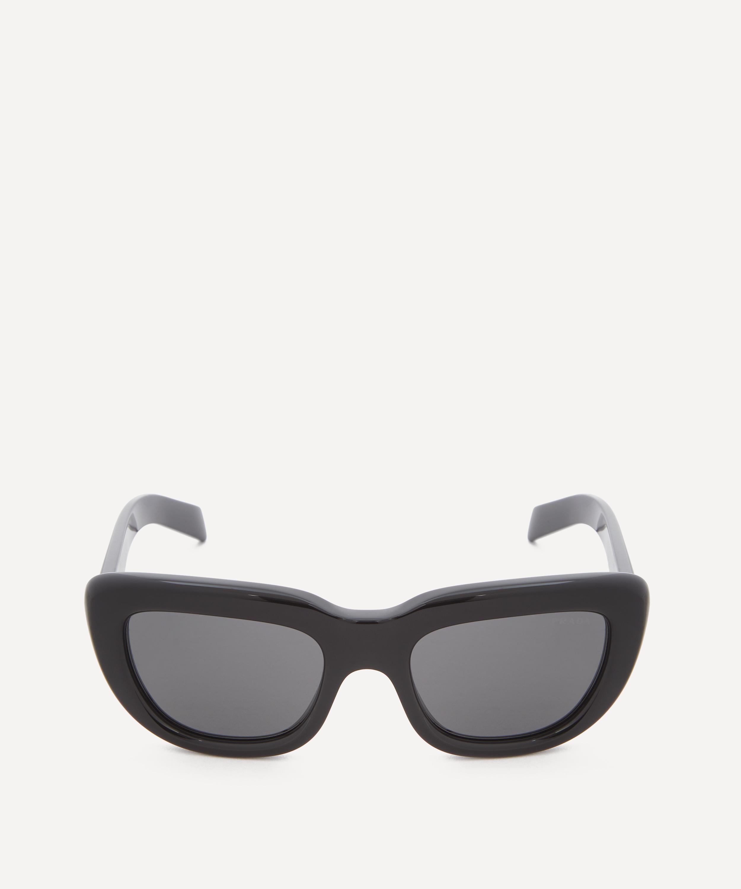 Prada - Oversized Rectangle Black Acetate Sunglasses