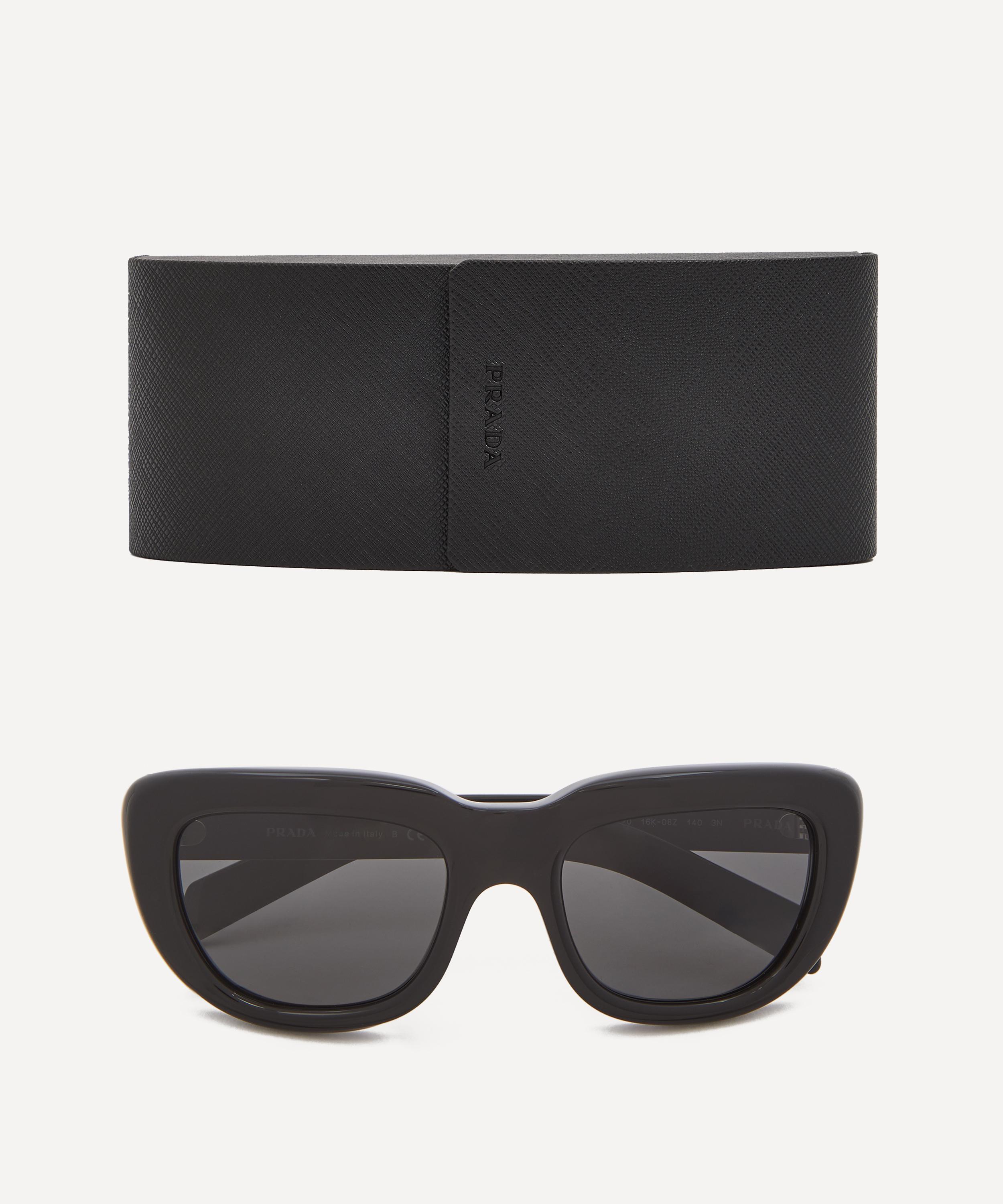 Prada - Oversized Rectangle Black Acetate Sunglasses image number 4