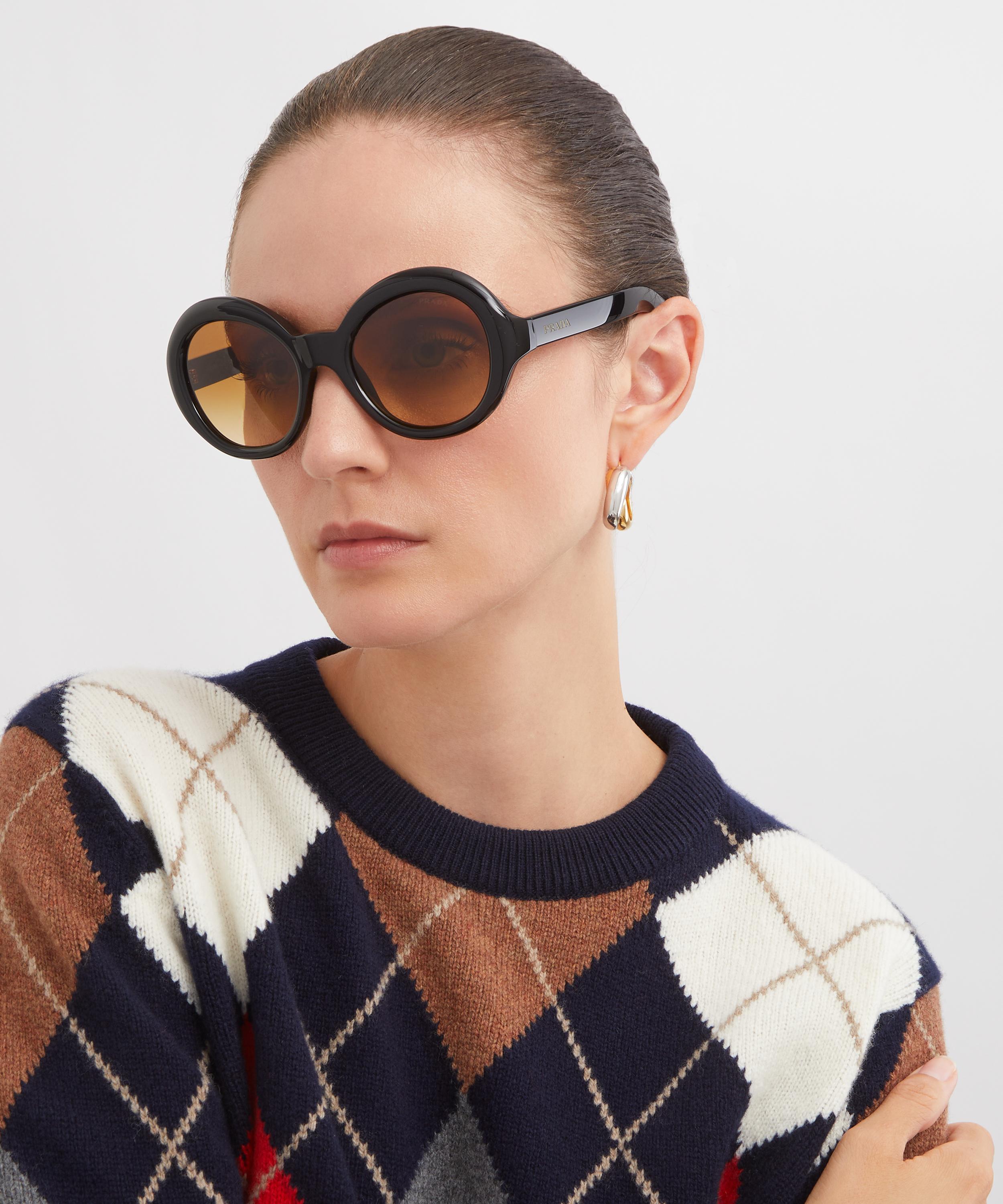 Prada - Oversized Round Black Acetate Sunglasses image number 1