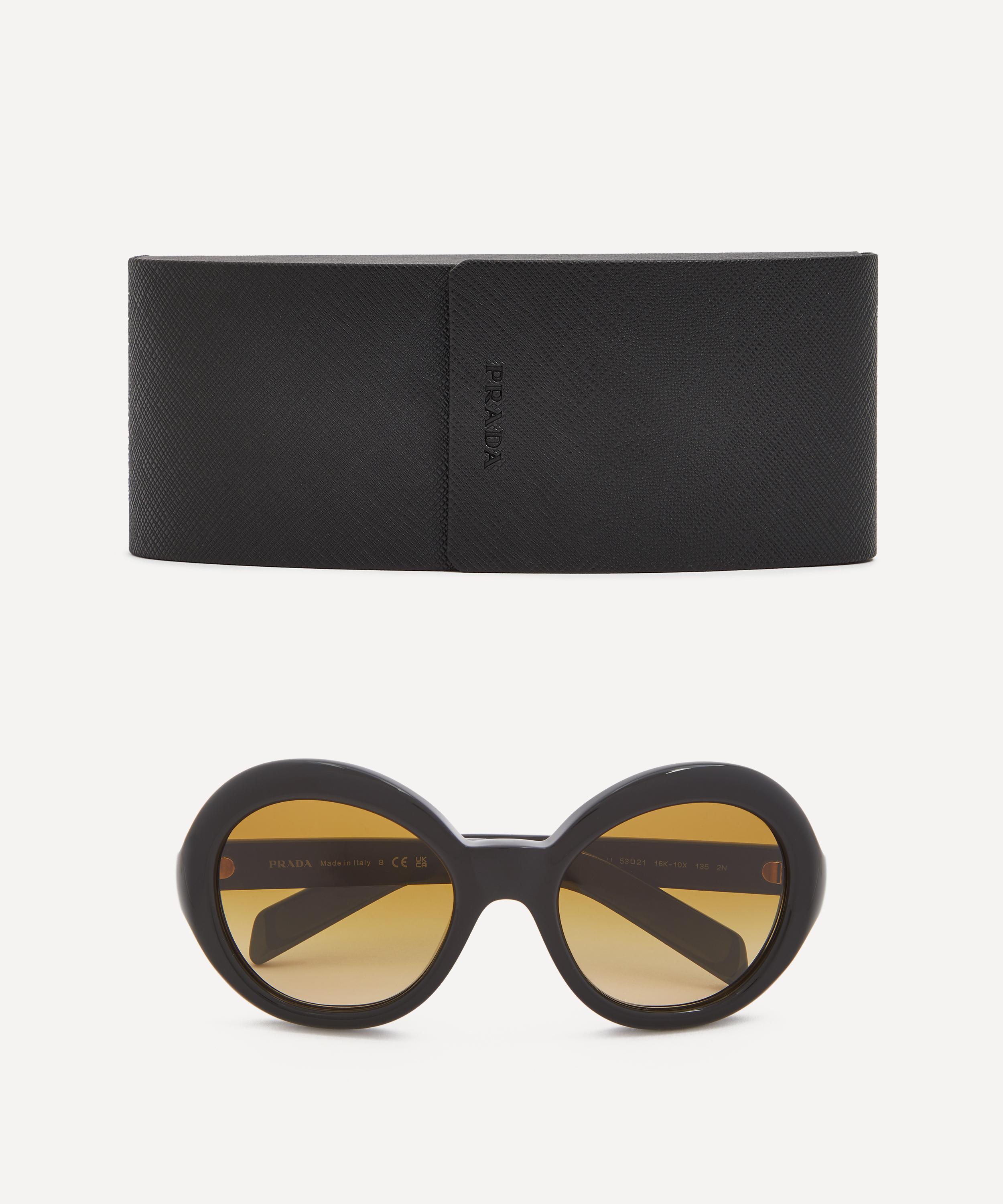 Prada - Oversized Round Black Acetate Sunglasses image number 3