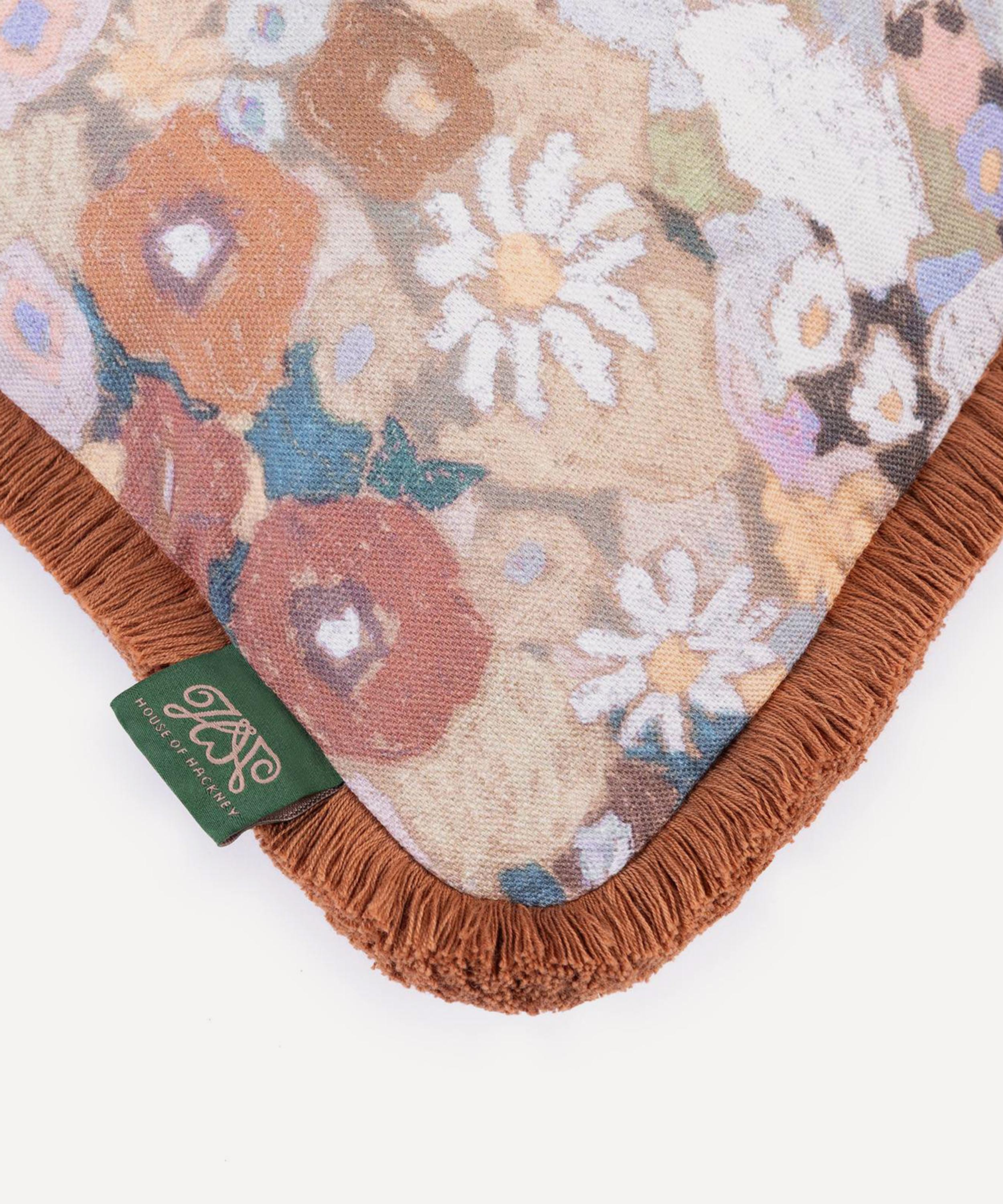 House of Hackney - Hollyhocks Medium Velvet Fringed Cushion image number 1