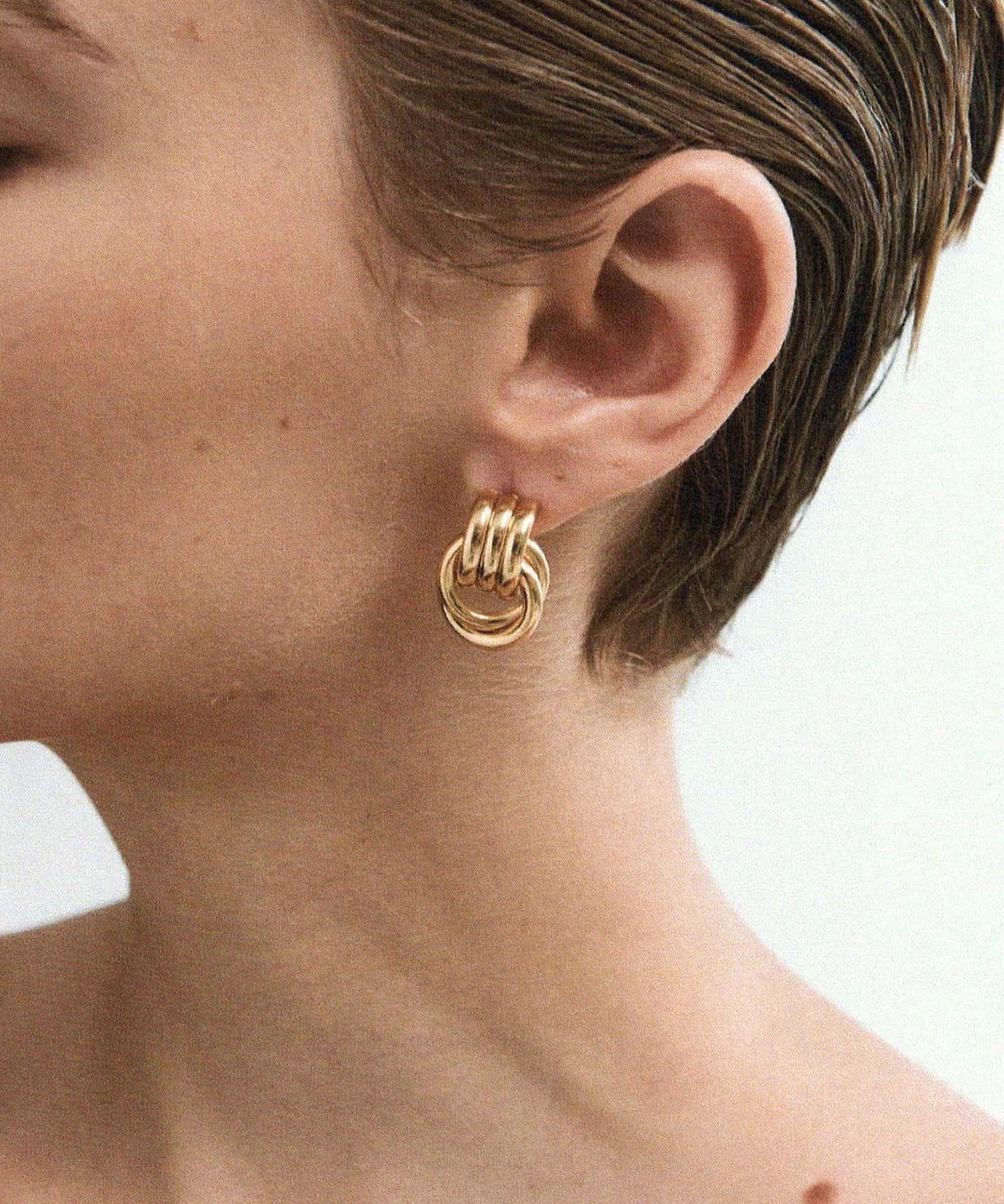 Heaven Mayhem - 18ct Gold-Plated Baby Knot Earrings image number 2