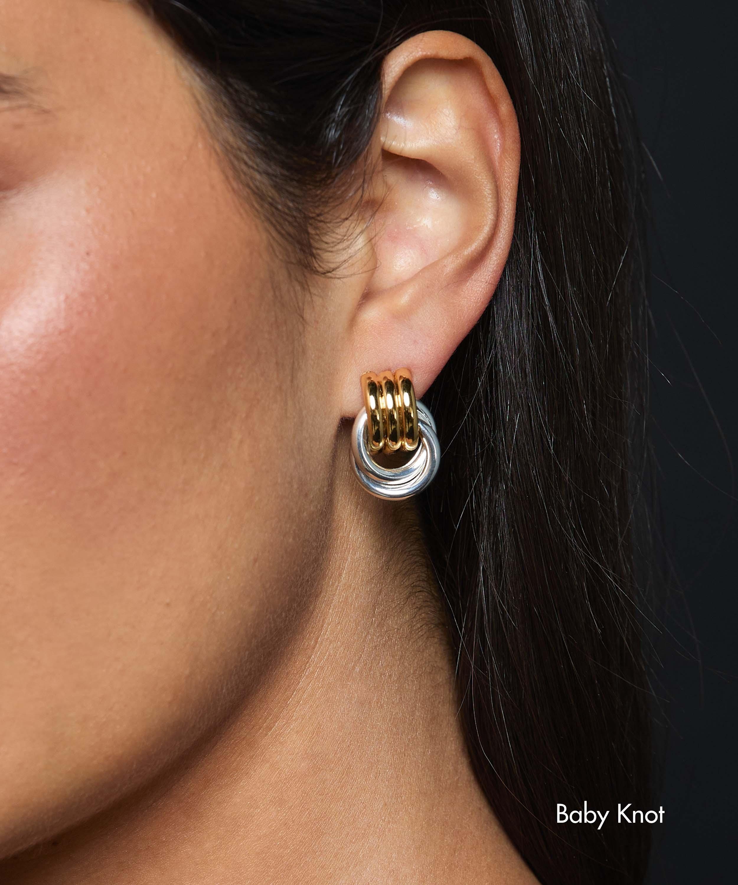 Heaven Mayhem - Mixed Metal Baby Knot Earrings image number 1