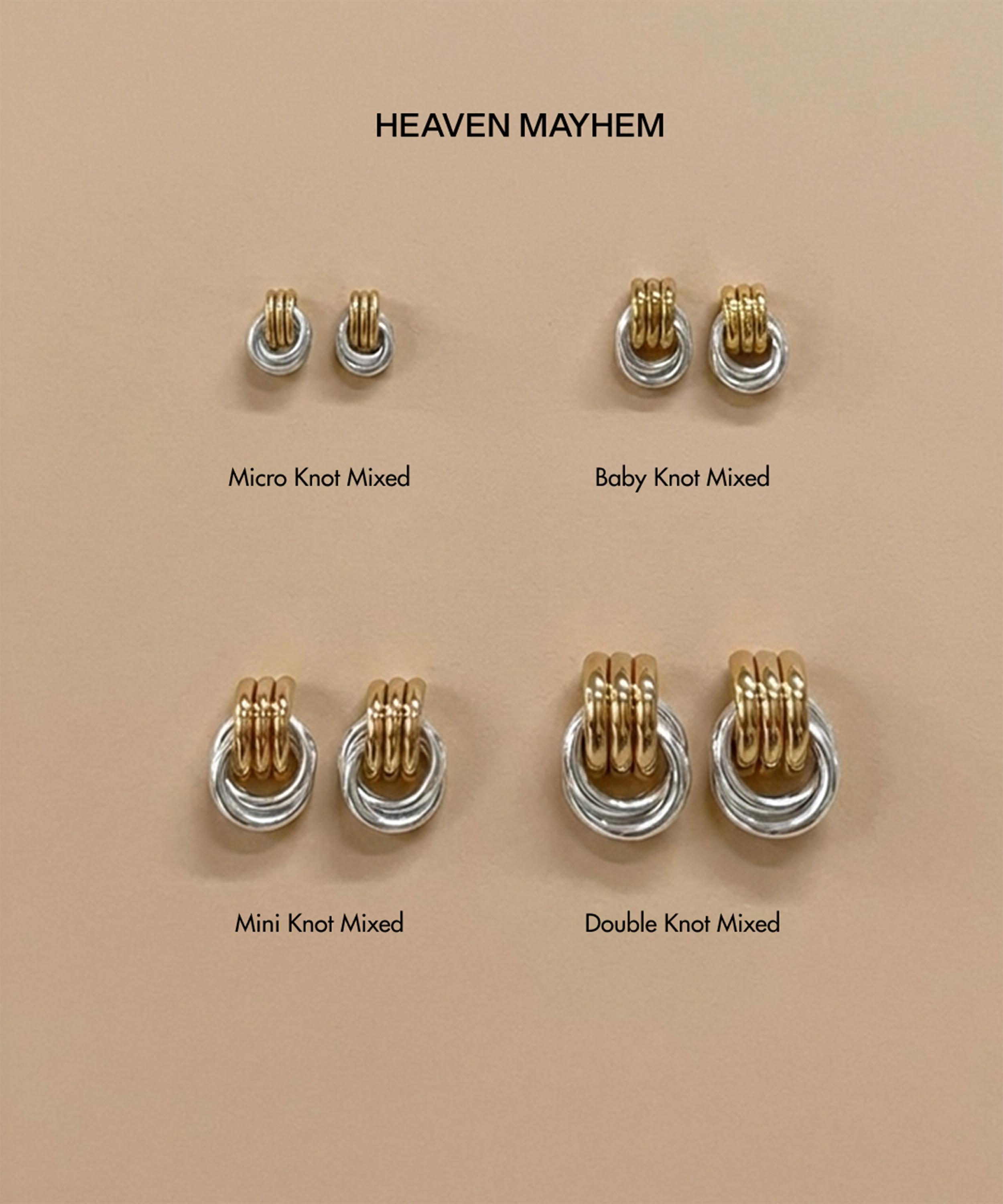 Heaven Mayhem - Mixed Metal Baby Knot Earrings image number 2