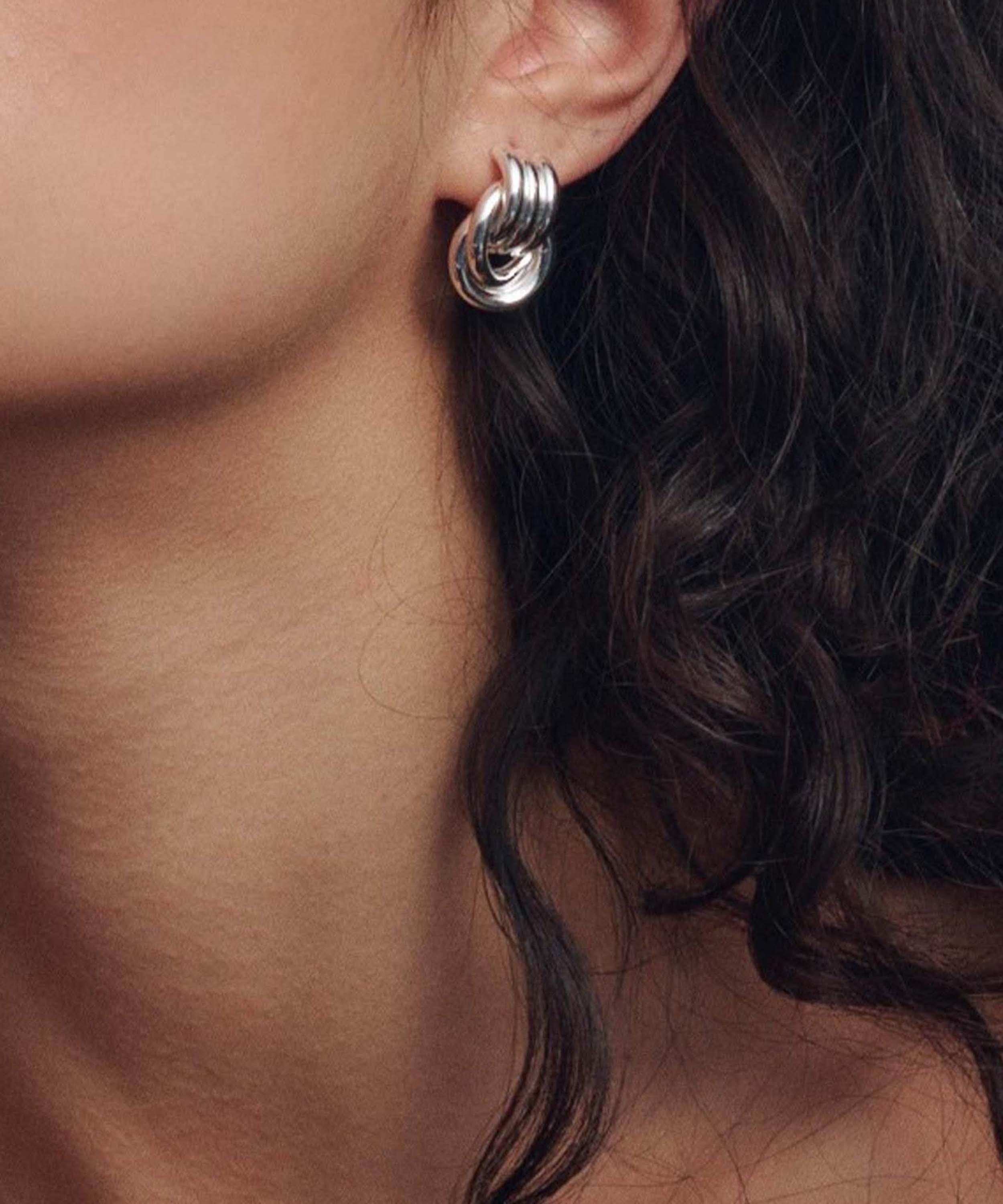 Heaven Mayhem - Silver-Plated Baby Knot Earrings image number 1