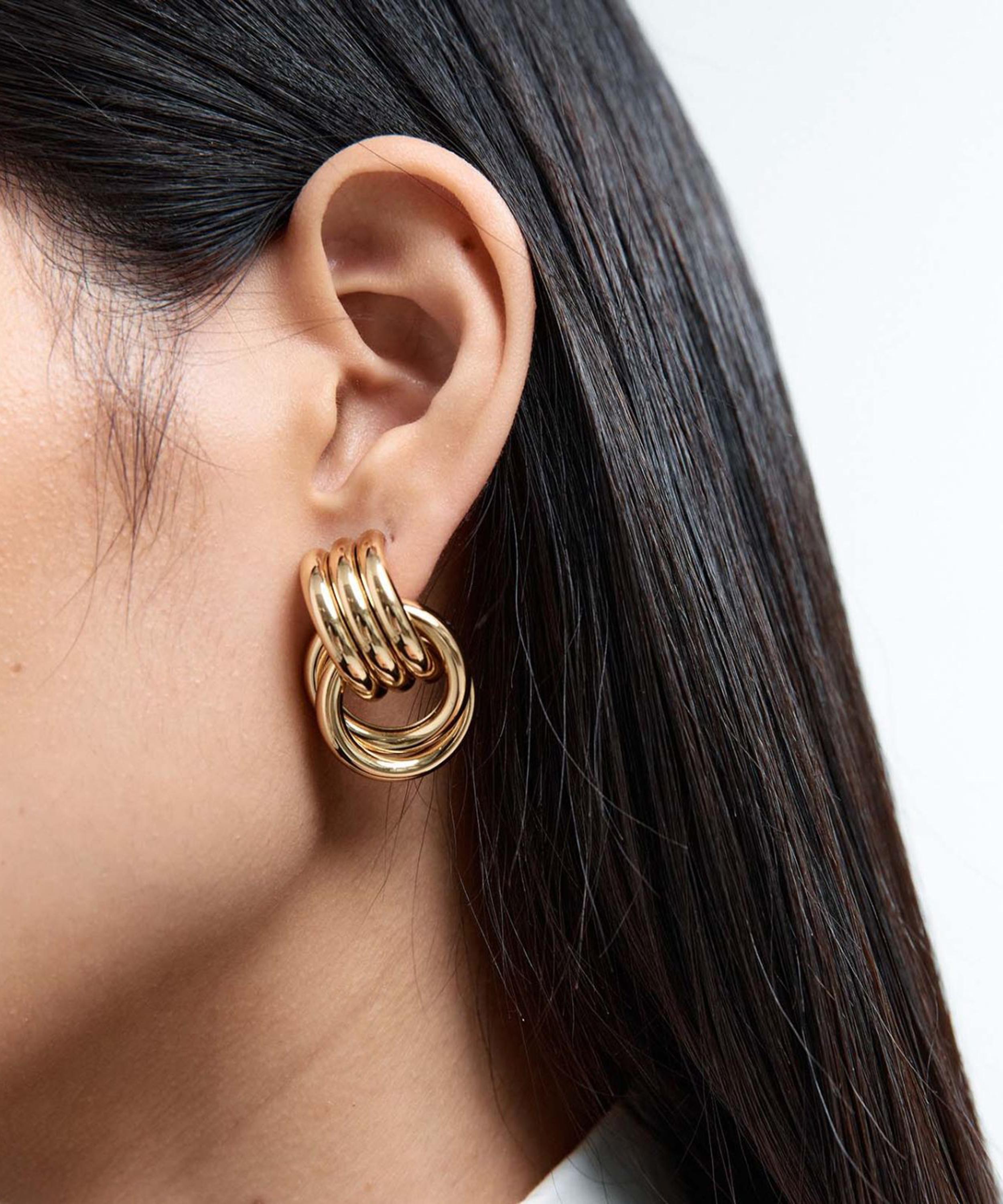 Heaven Mayhem - 18ct Gold-Plated Mini Knot Earrings image number 1