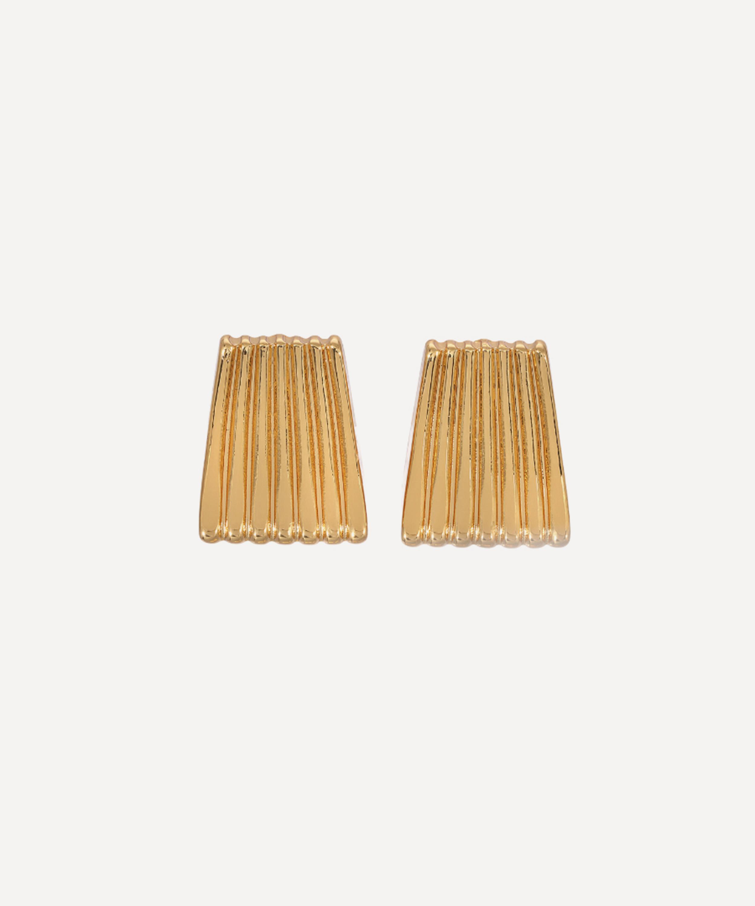 Heaven Mayhem - Gold-Plated Ribbed Stud Earrings
