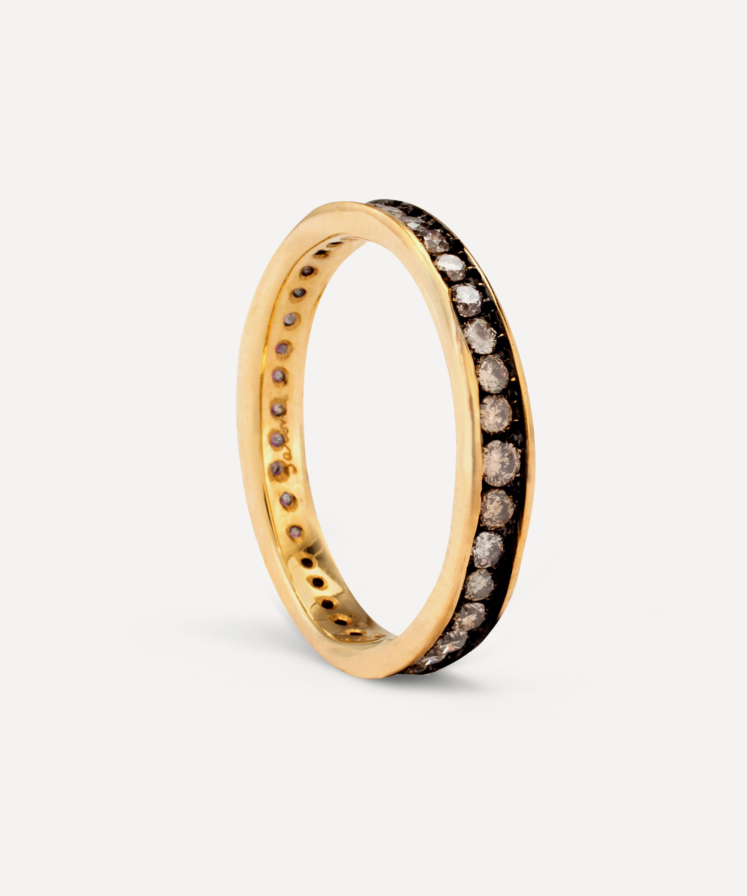 Satomi Kawakita - 18ct Gold Brown Diamond Band Ring image number 2