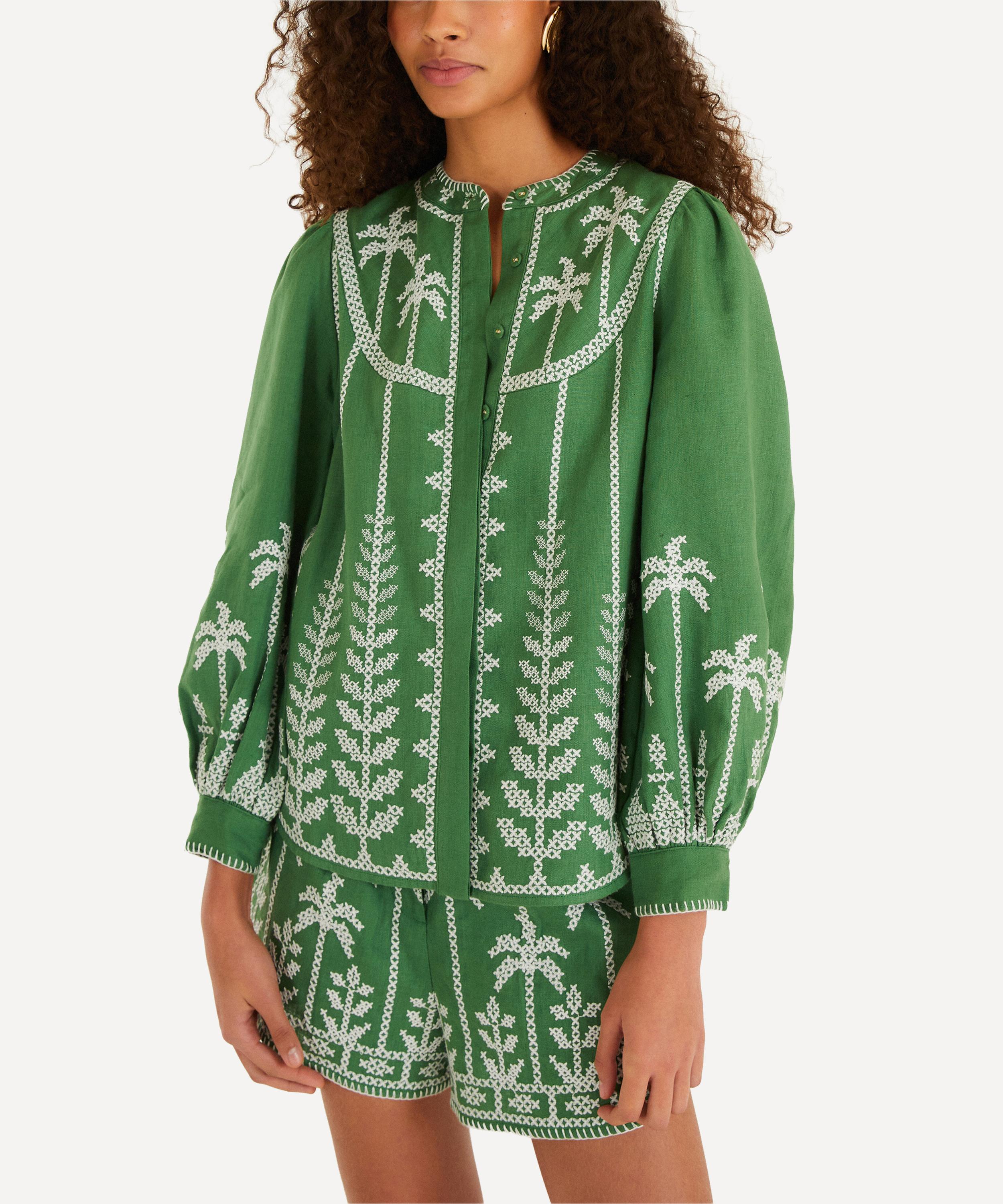 FARM Rio - Bicolour Cross-Stitch Embroidery Shorts image number 0