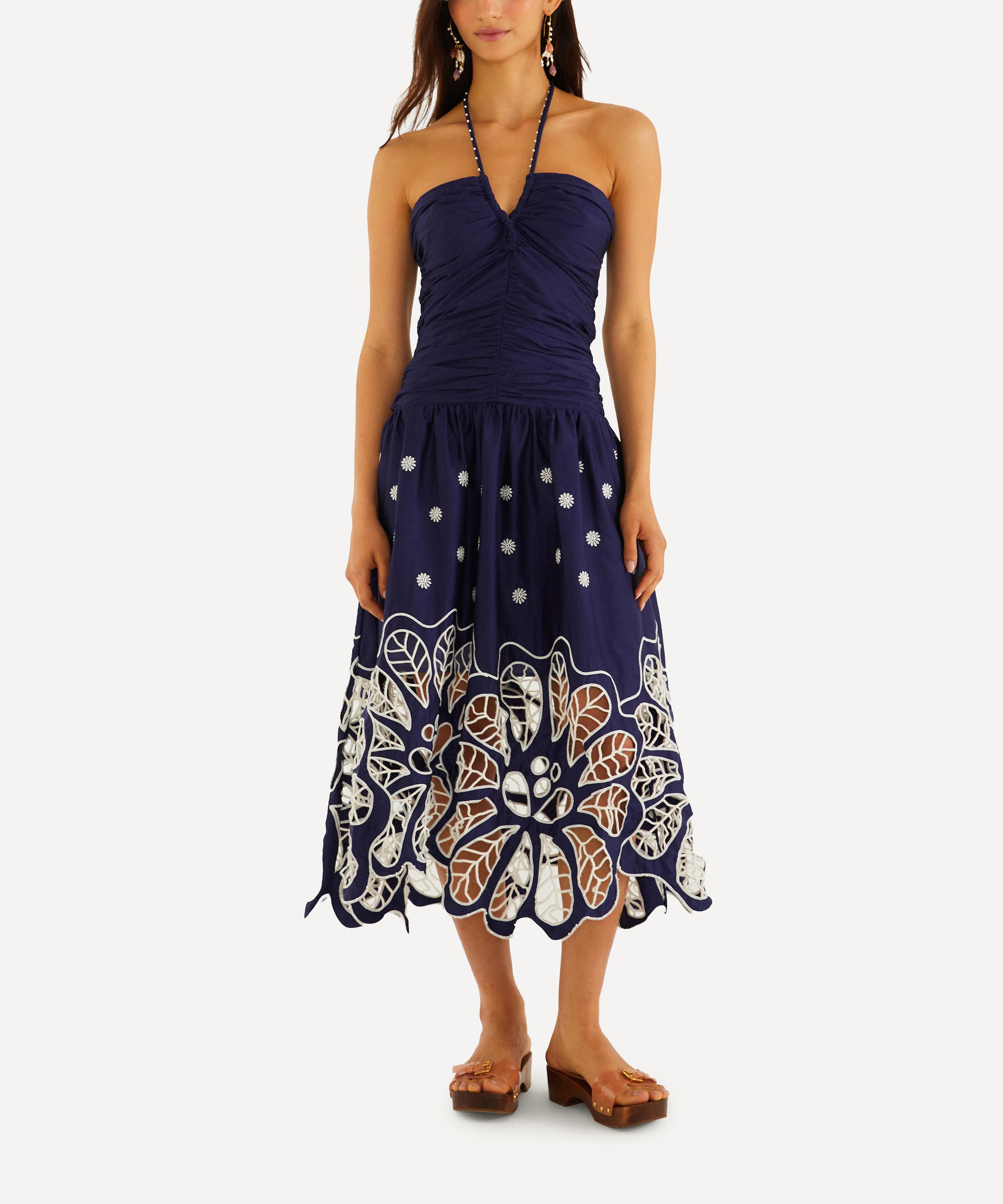 FARM Rio - Navy Blue Embroidered Richelieu Midi Dress&nbsp; image number 0