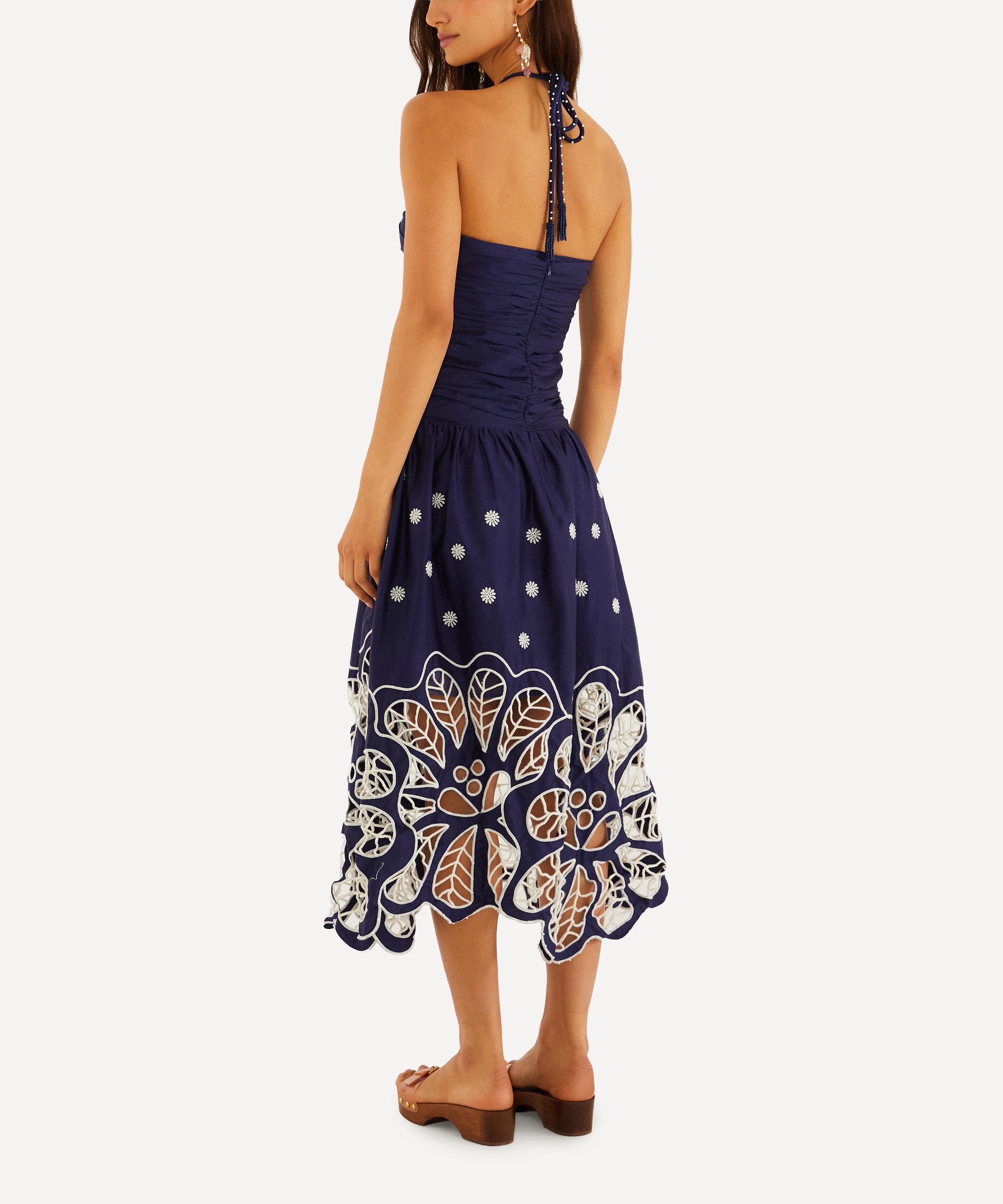FARM Rio - Navy Blue Embroidered Richelieu Midi Dress&nbsp; image number 2