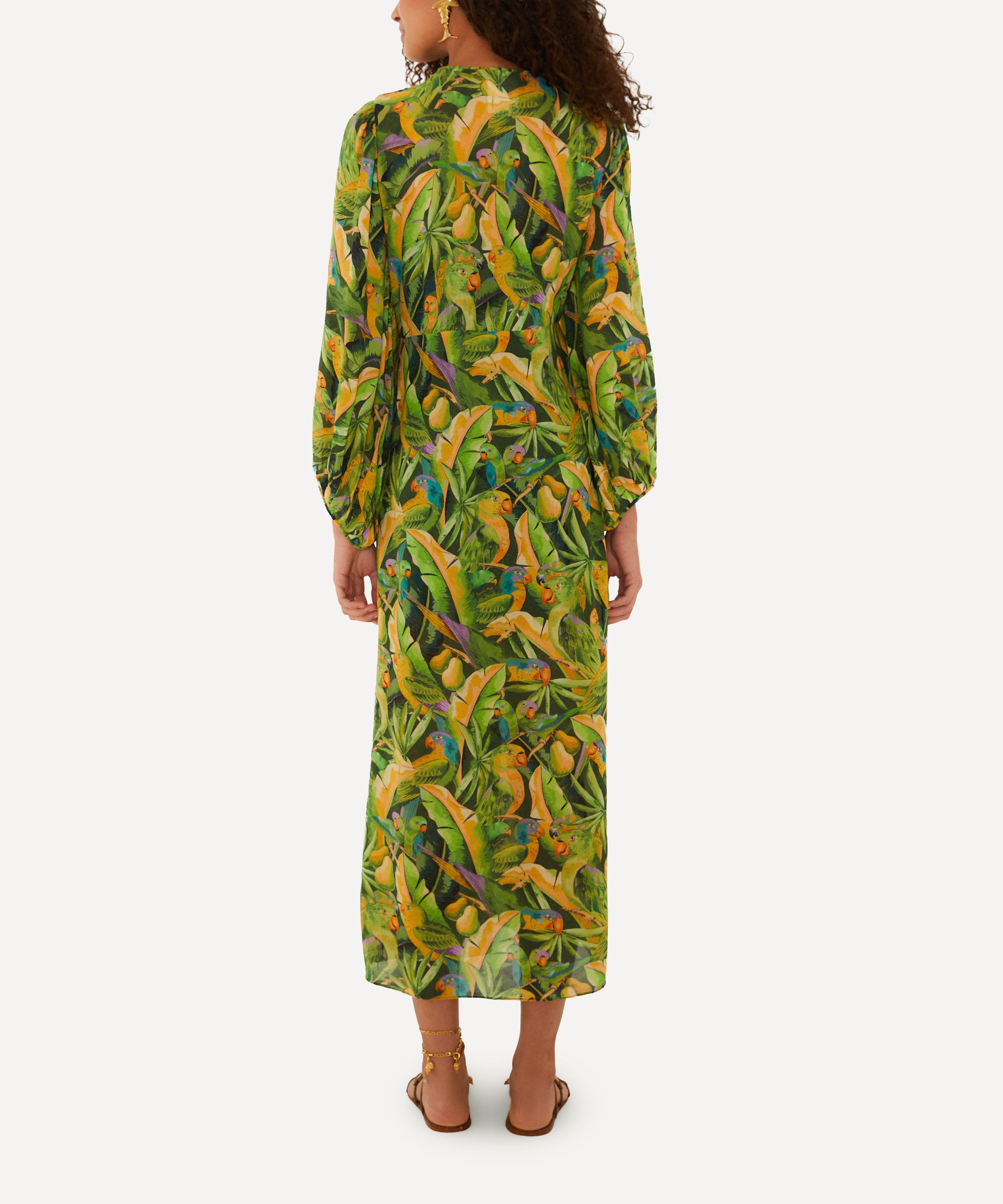 FARM Rio - Green Forest Parrots Long-Sleeve Midi Dress image number 2