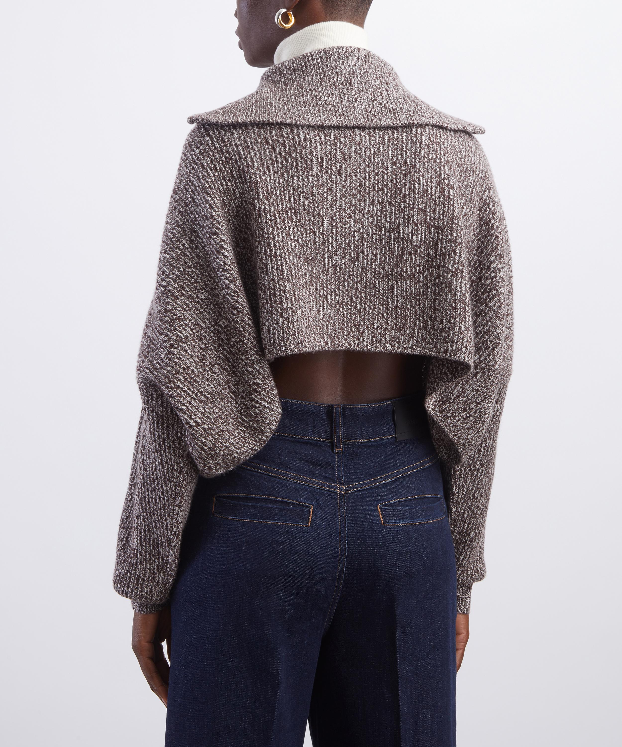 Sportmax - Rive Wool-Cashmere Cropped Zip-Up Jumper image number 3