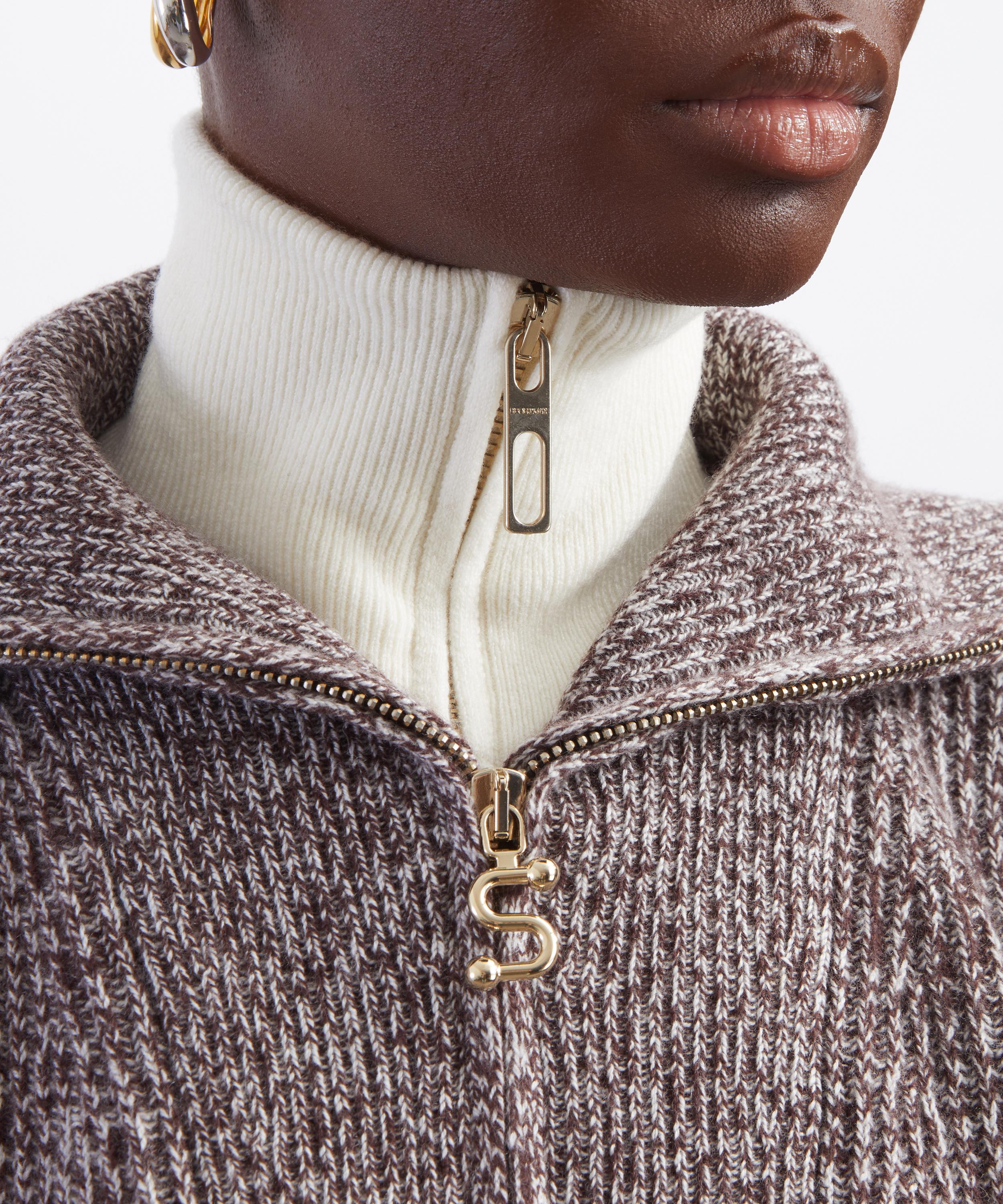 Sportmax - Rive Wool-Cashmere Cropped Zip-Up Jumper image number 4