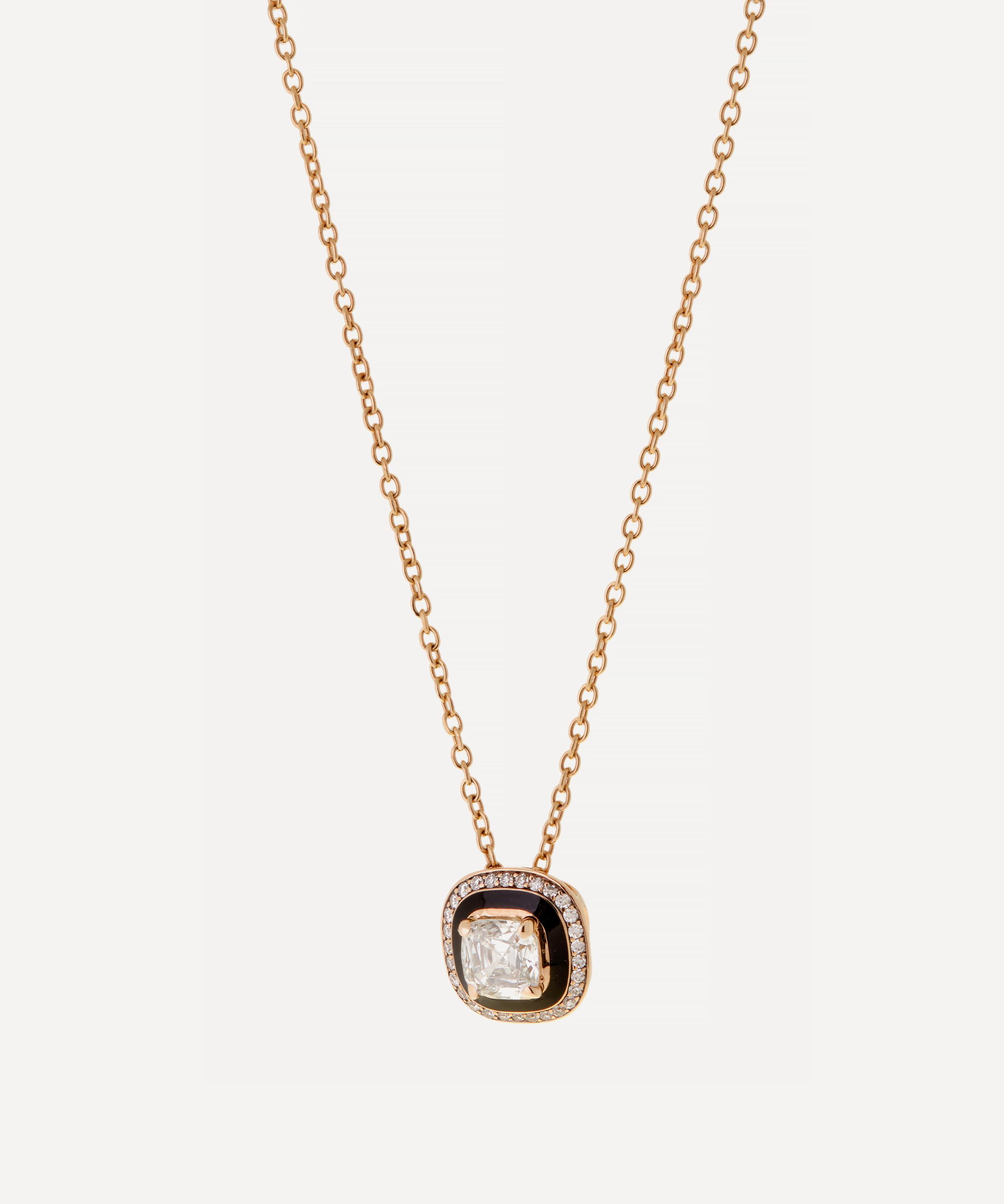 Selim Mouzannar - 18ct Rose Gold Mina Black Enamel and Diamond Pendant Necklace image number 0