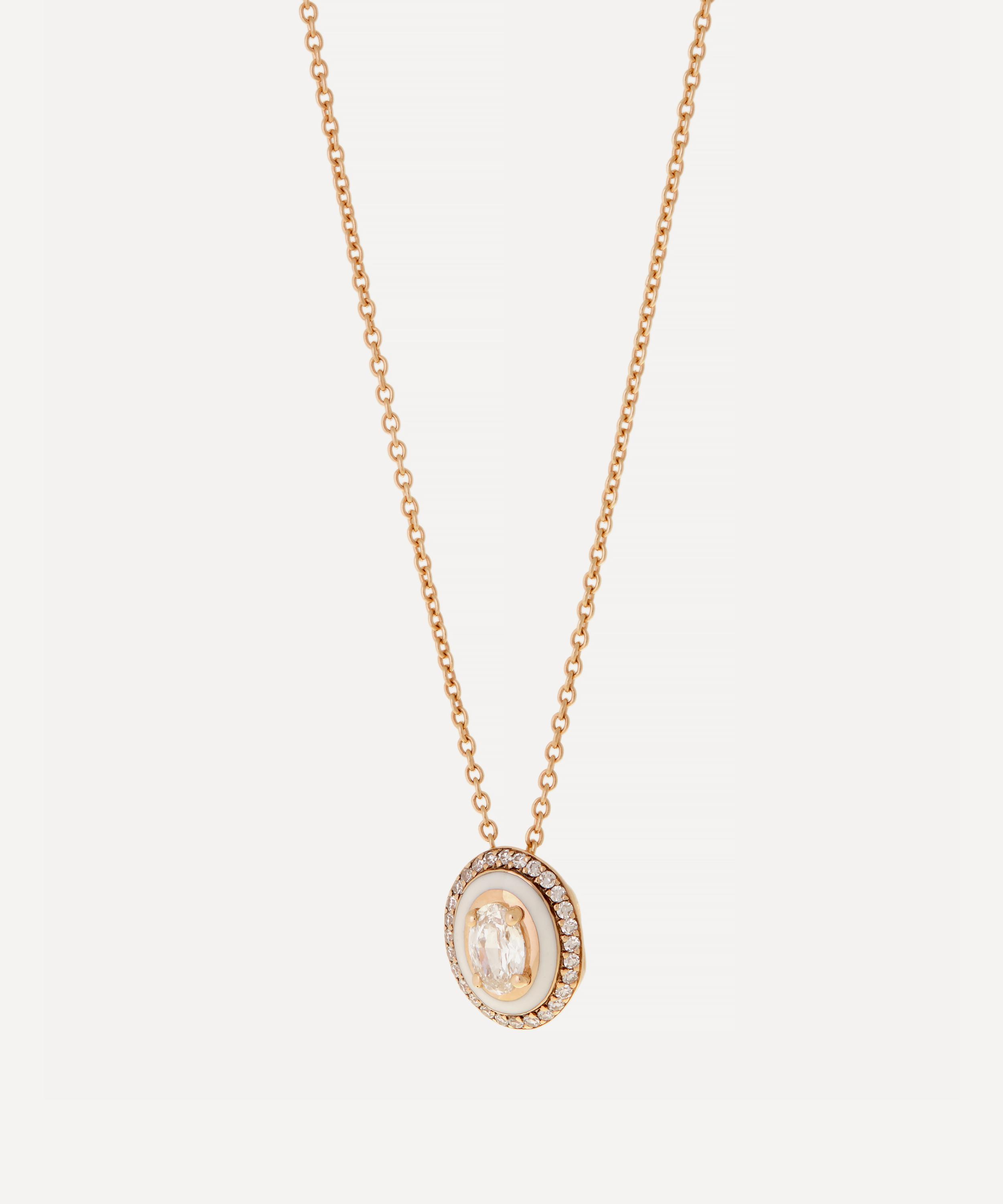 Selim Mouzannar - 18ct Rose Gold Mina Ivory Enamel and Diamond Pendant Necklace image number 0
