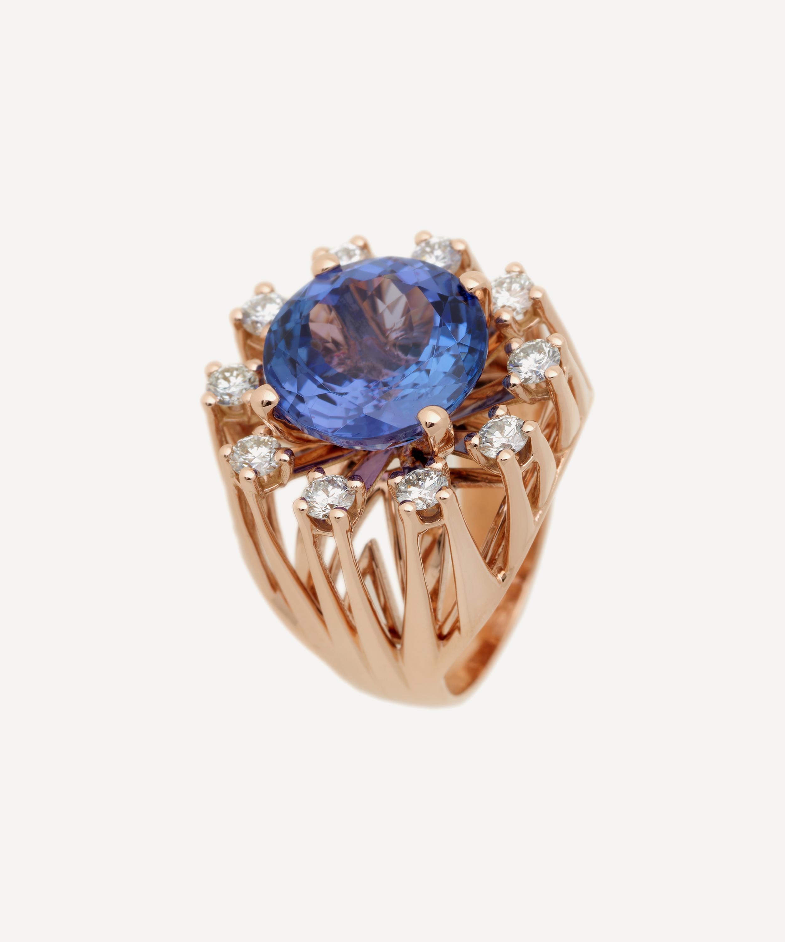 Selim Mouzannar - 18ct Rose Gold Unique Tanzanite and Diamond Pinky Ring image number 0