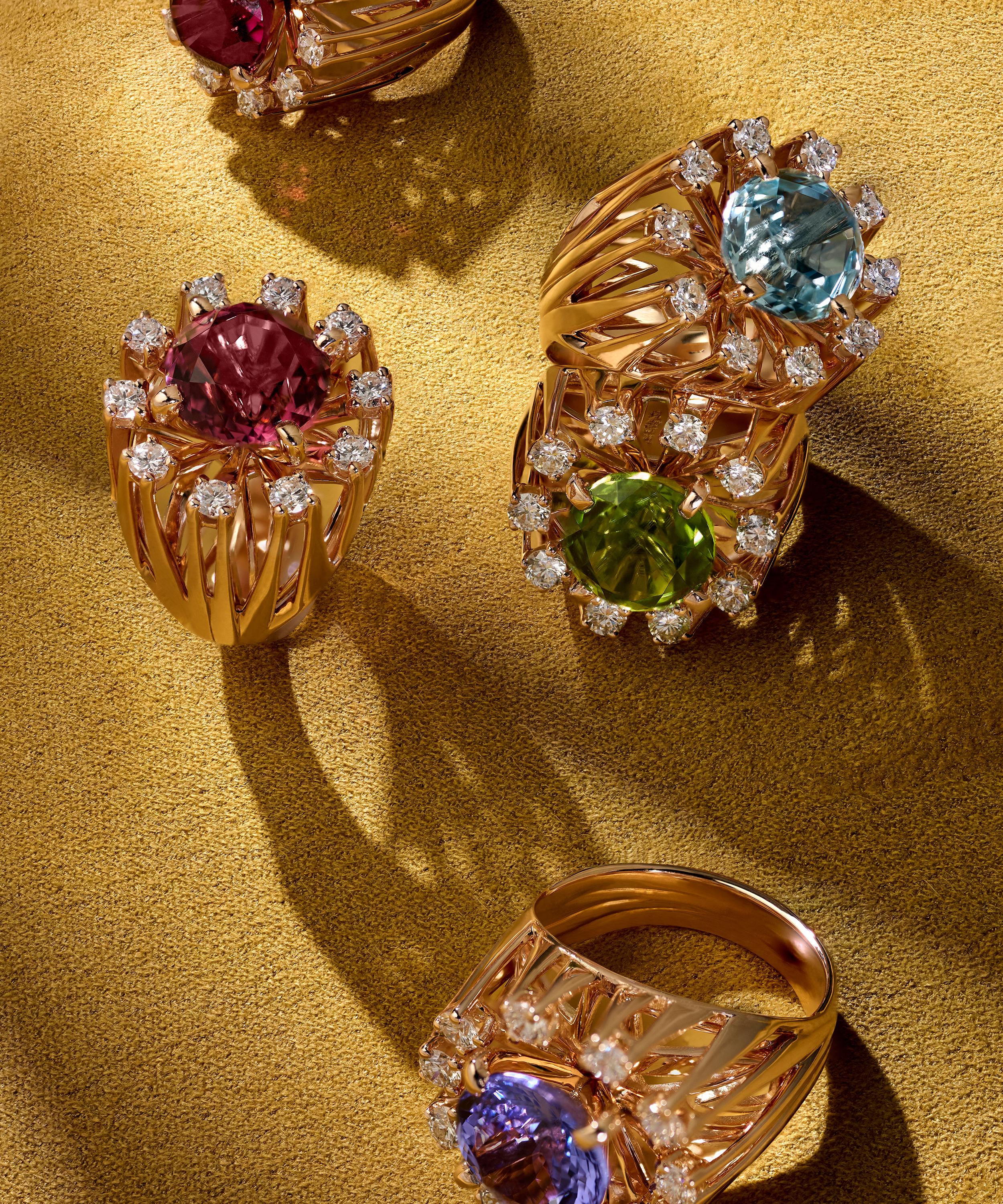 Selim Mouzannar - 18ct Rose Gold Unique Tanzanite and Diamond Pinky Ring image number 3