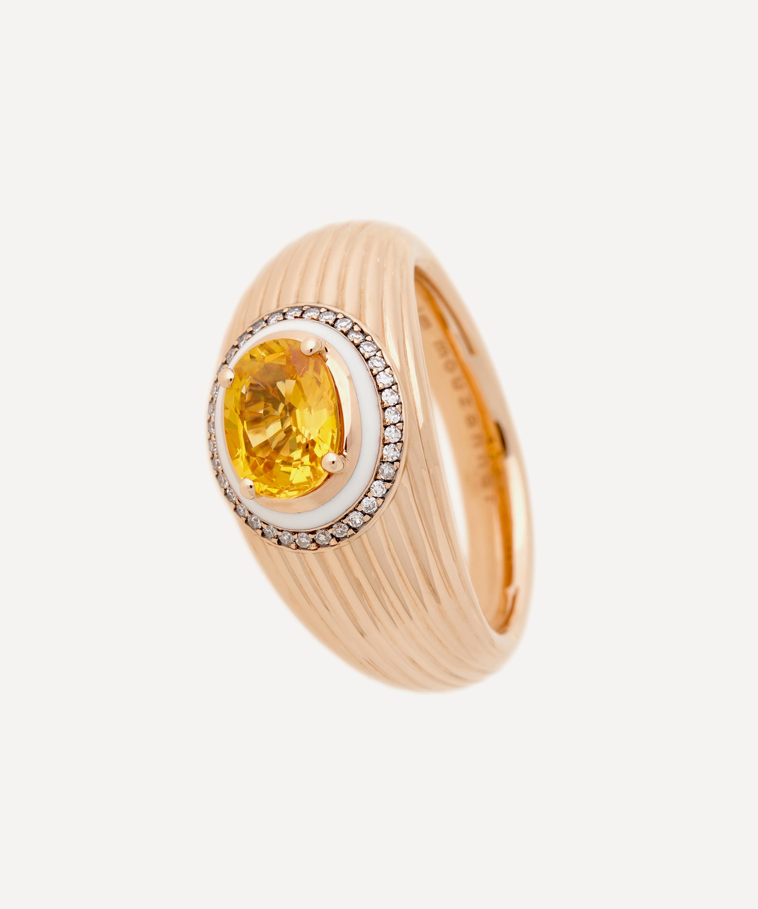 Selim Mouzannar - 18ct Rose Gold Enamel Sapphire and Diamond Mina Ring image number 0