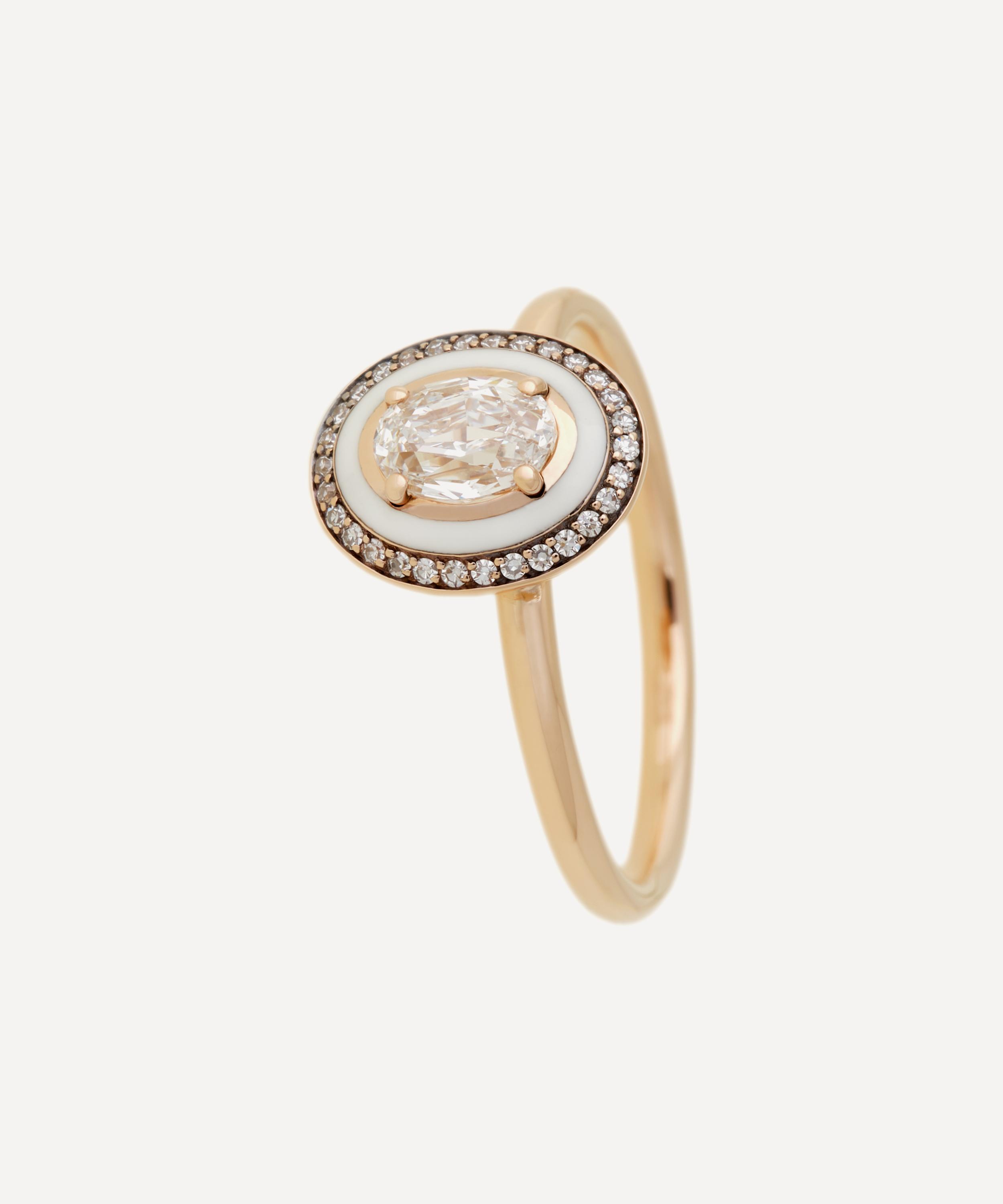Selim Mouzannar - 18ct Rose Gold Mina Ivory Enamel and Diamond Ring image number 0