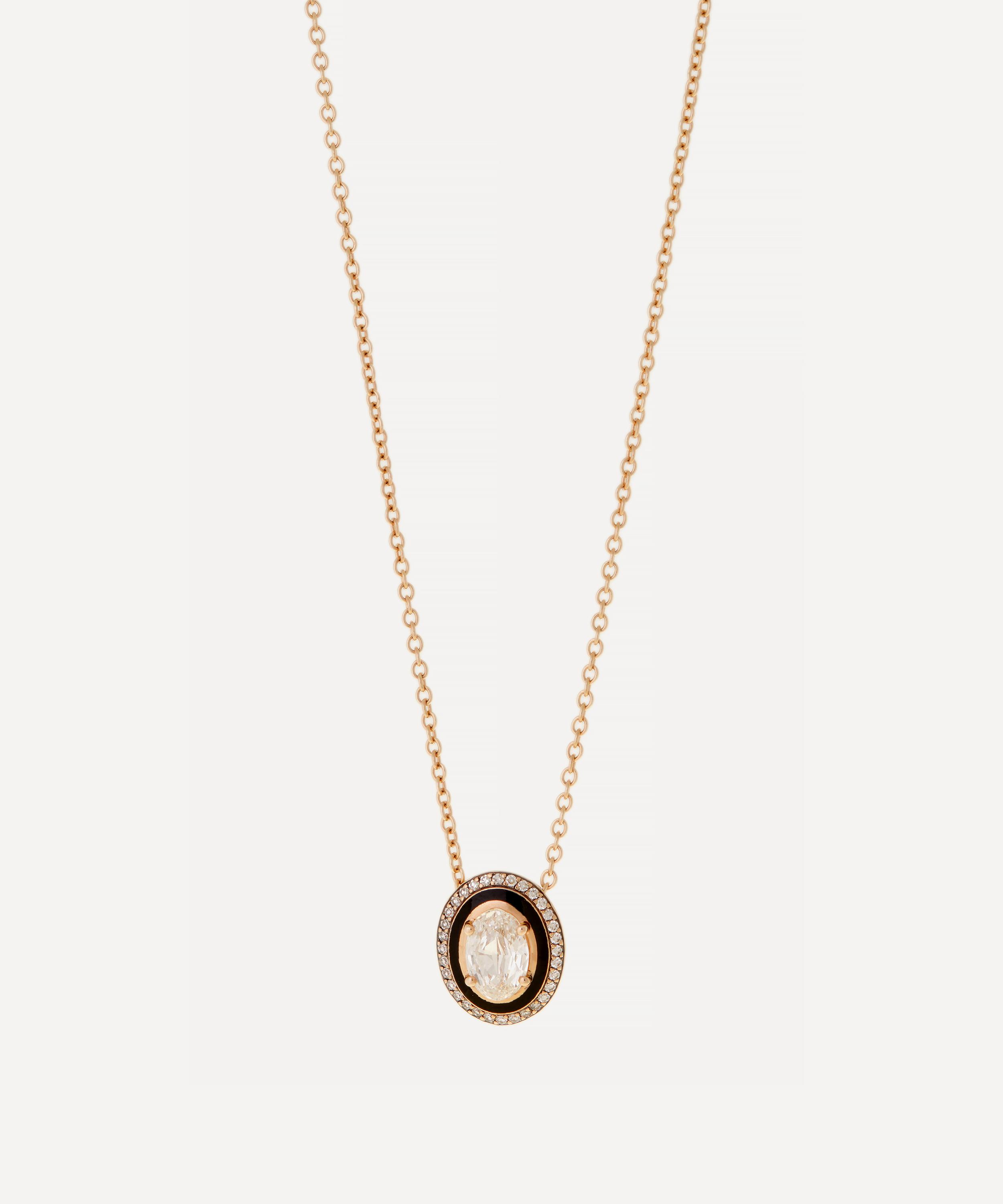 Selim Mouzannar - 18ct Rose Gold Mina Black Enamel and Diamond Necklace image number 0