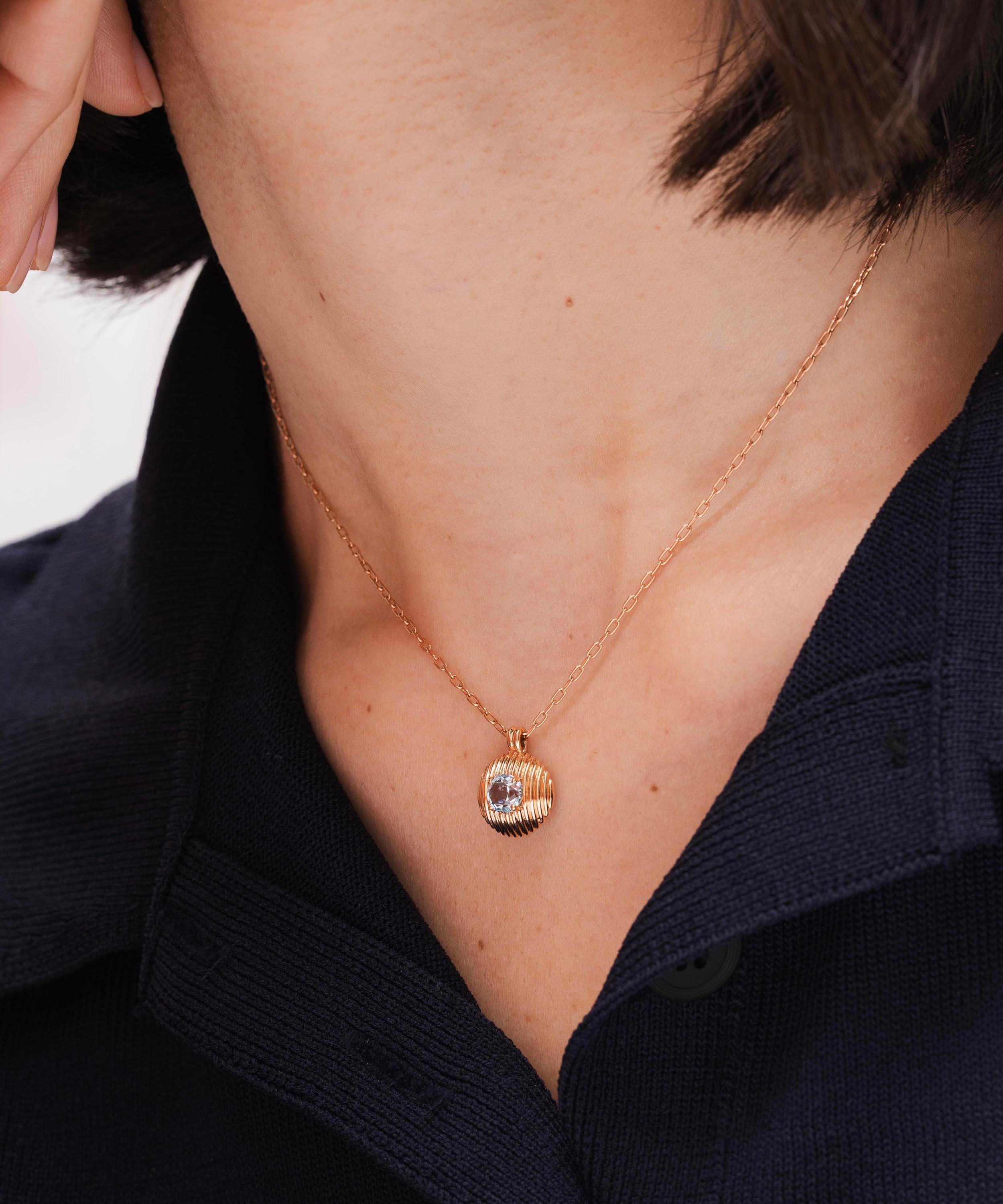 Selim Mouzannar - 18ct Rose Gold Aura Aquamarine Necklace image number 1