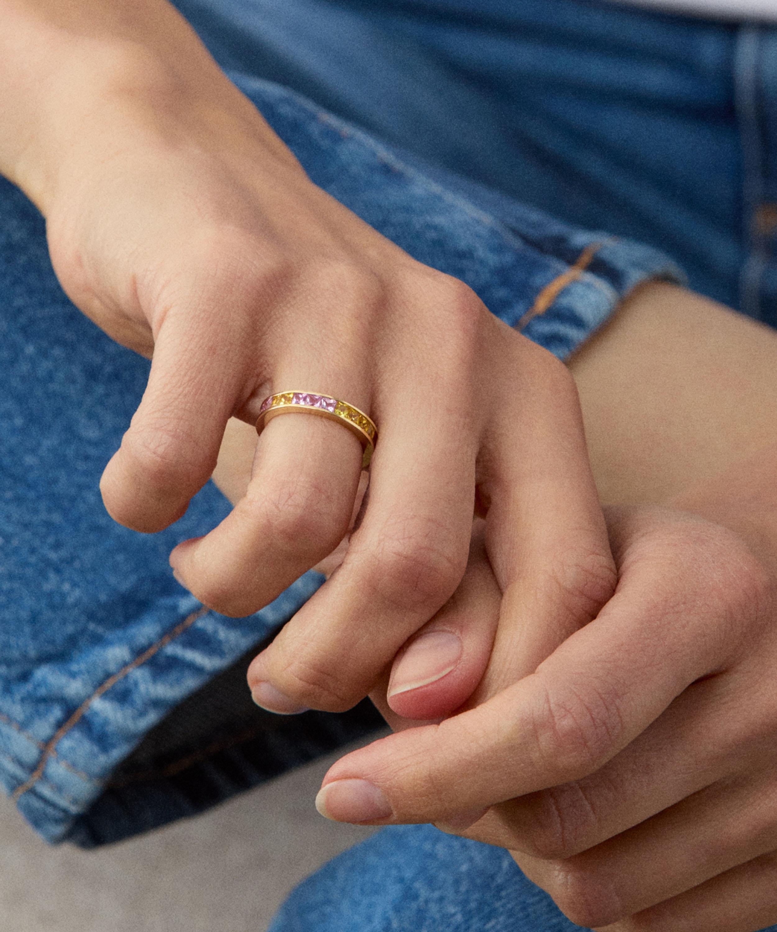 Dinny Hall - 18ct Gold Bright Side Yellow and Pink Sapphire Eternity Ring image number 1