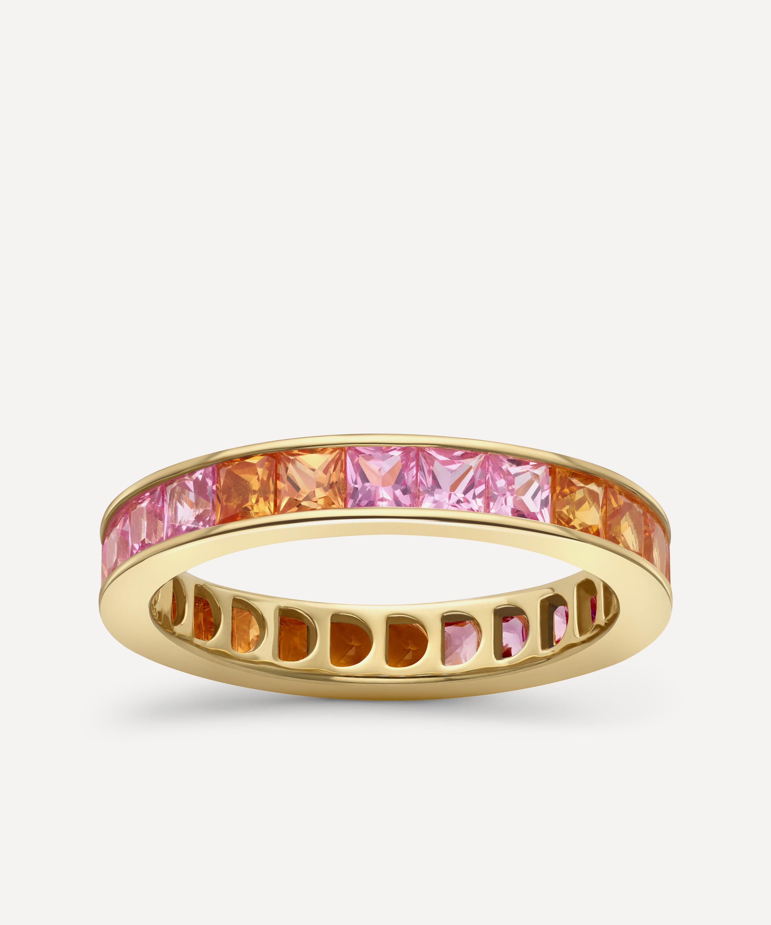 Dinny Hall - 18ct Gold Bright Side Orange and Pink Sapphire Eternity Ring