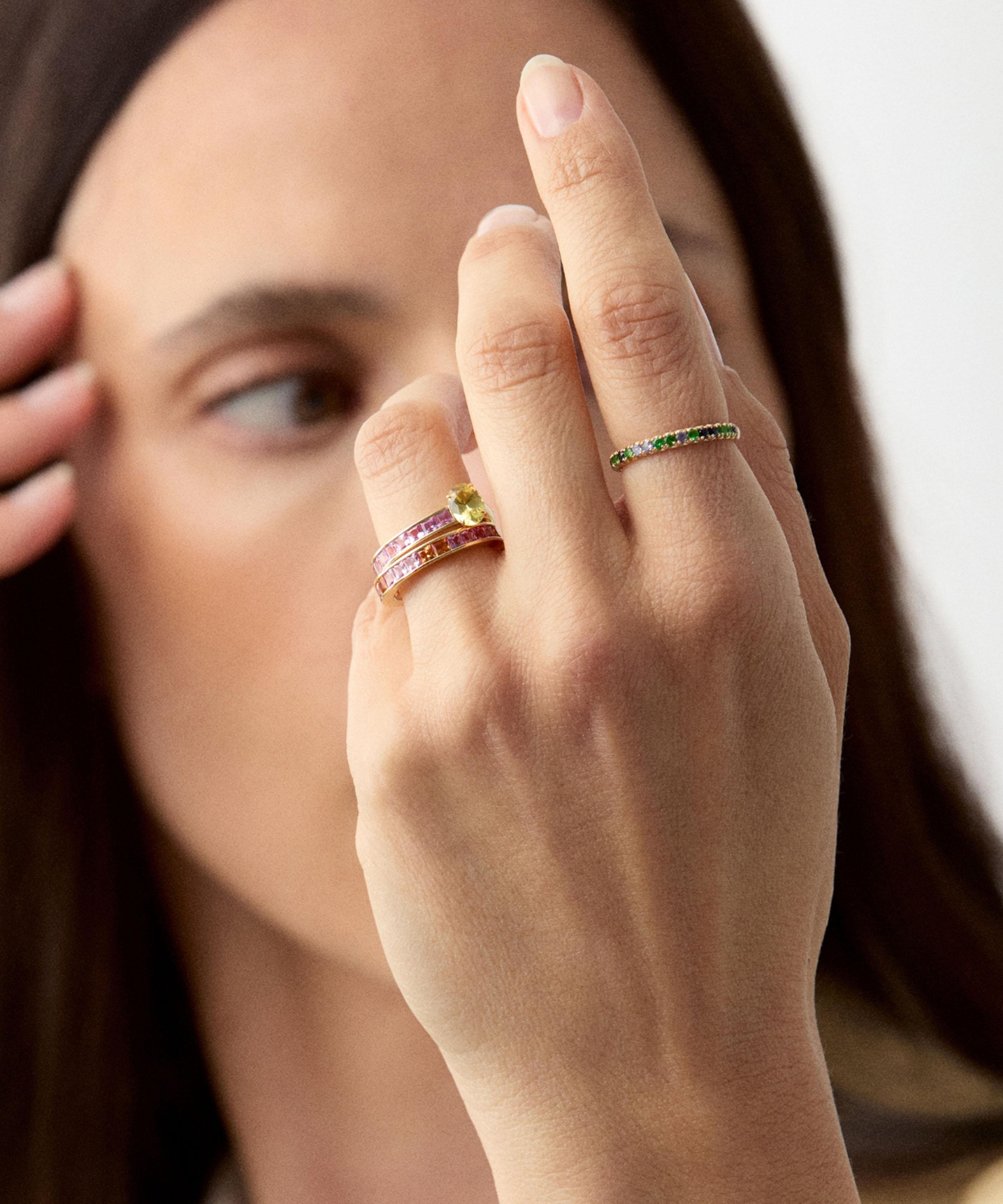 Dinny Hall - 18ct Gold Bright Side Orange and Pink Sapphire Eternity Ring image number 3