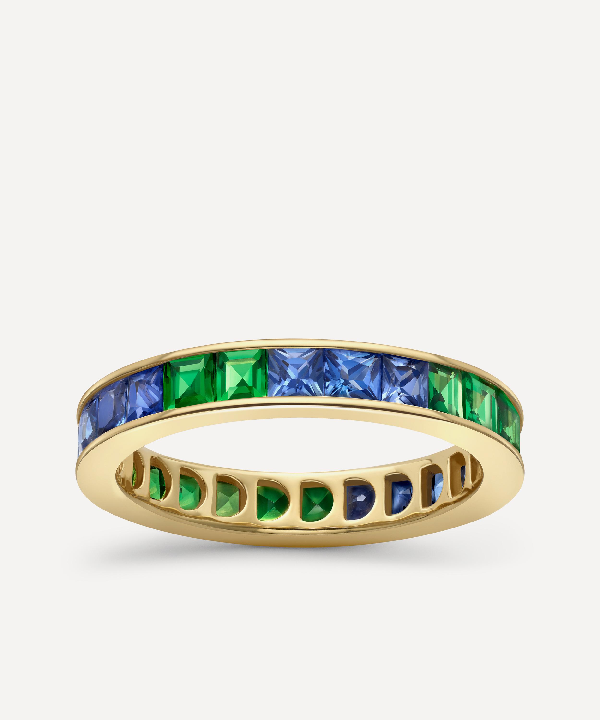 Dinny Hall - 18ct Gold Bright Side Tsavorite and Sapphire Eternity Ring