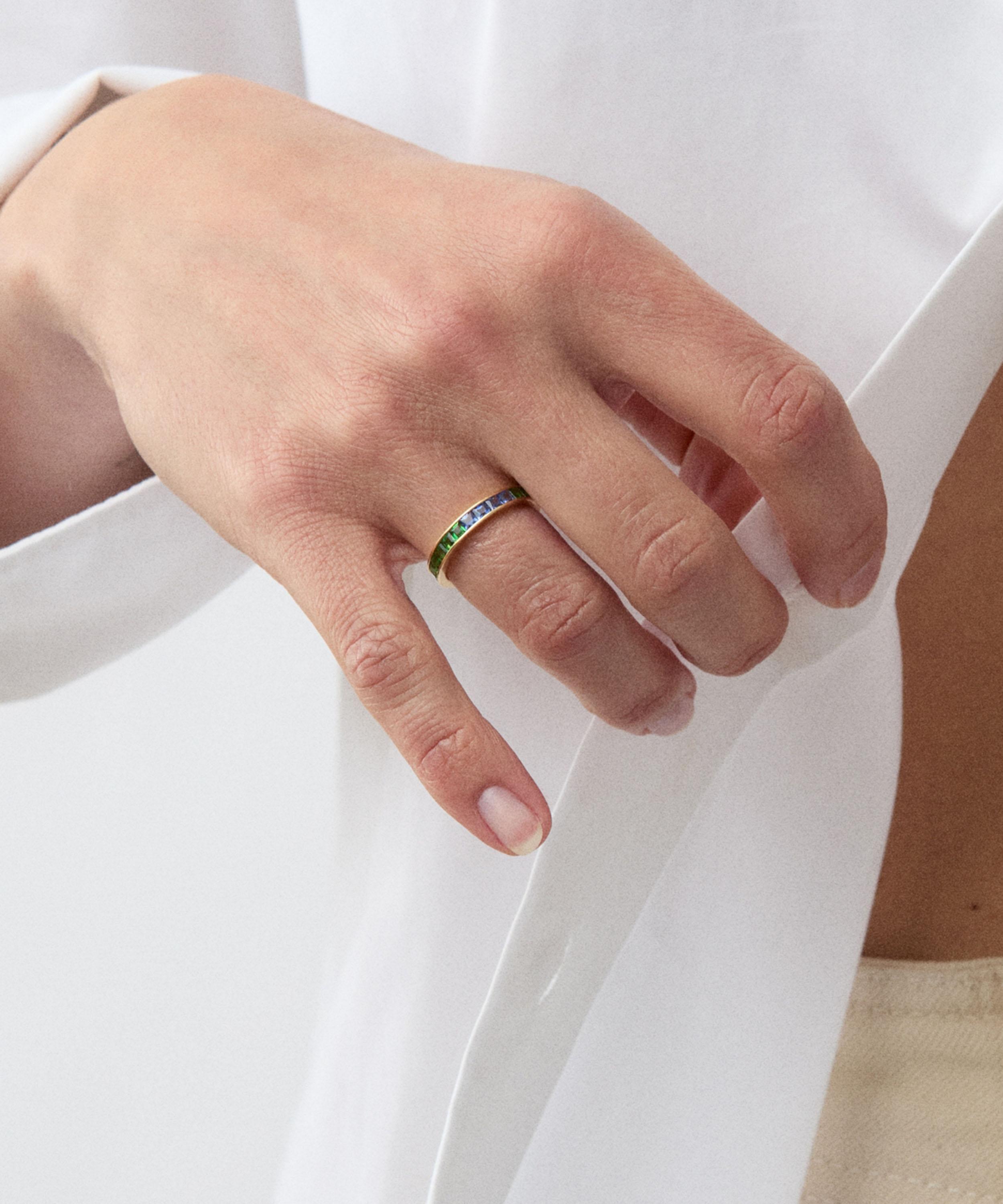Dinny Hall - 18ct Gold Bright Side Tsavorite and Sapphire Eternity Ring image number 1